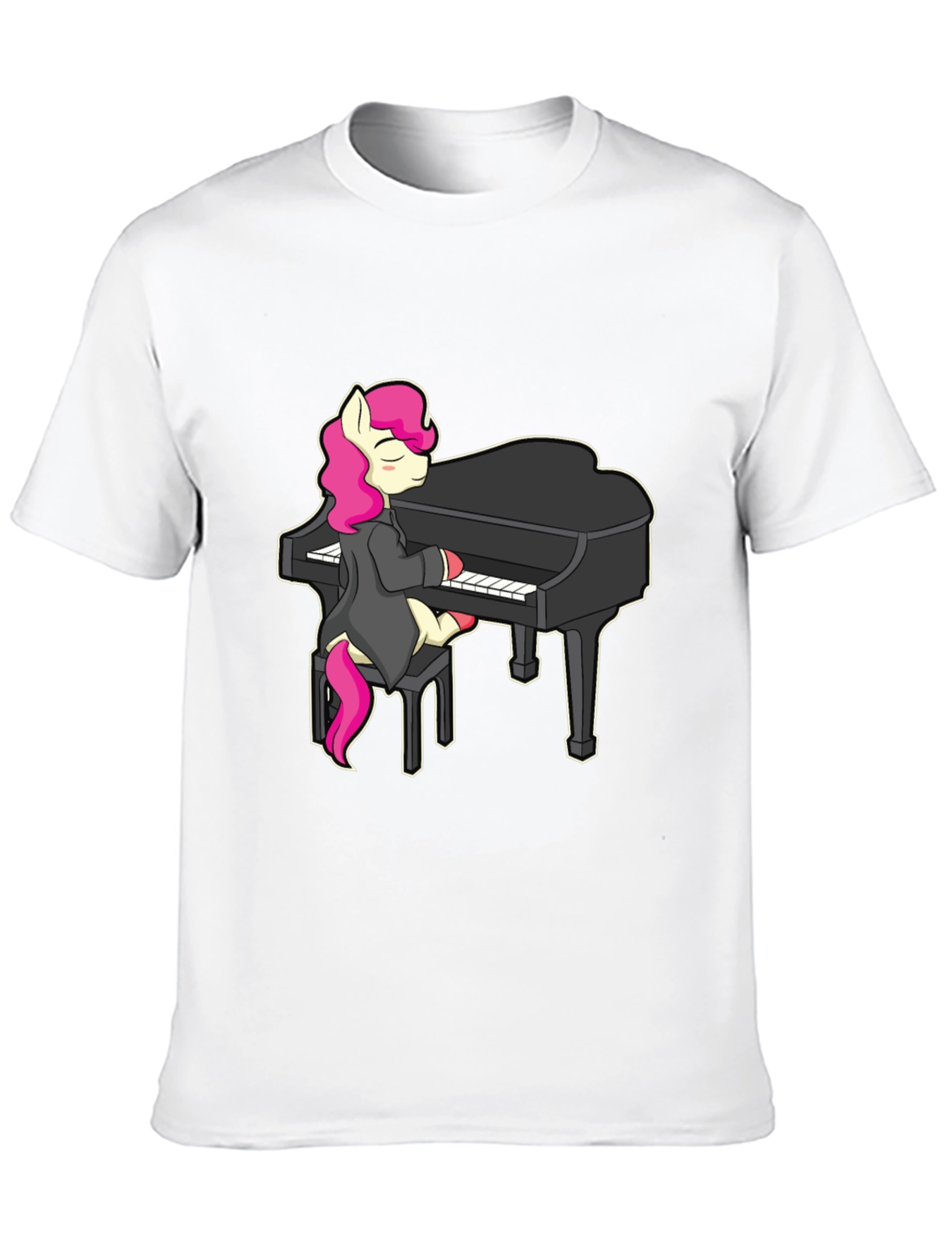Pony Playing Piano T-Shirt - Cute Cartoon Design