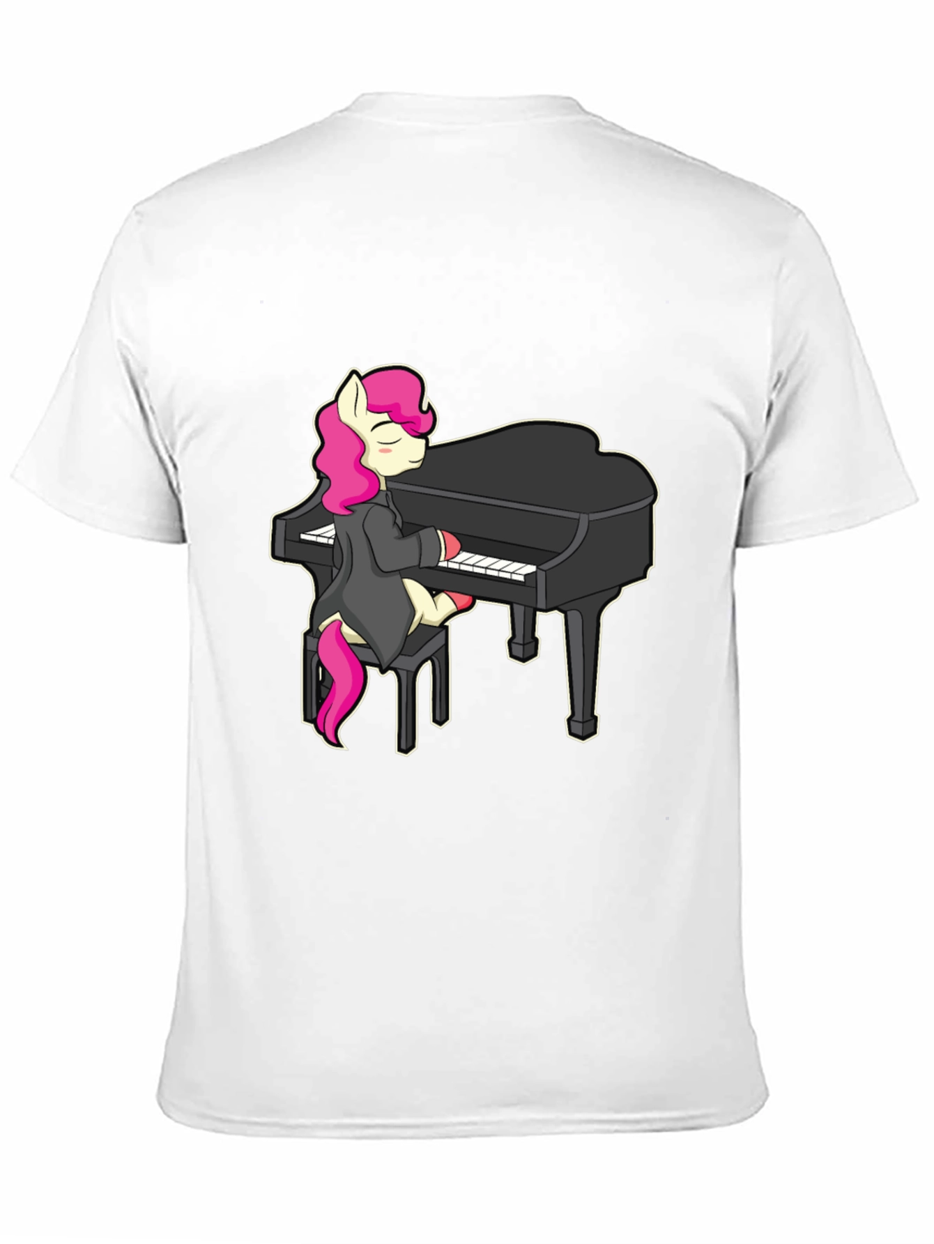 Pony Playing Piano T-Shirt - Cute Cartoon Design