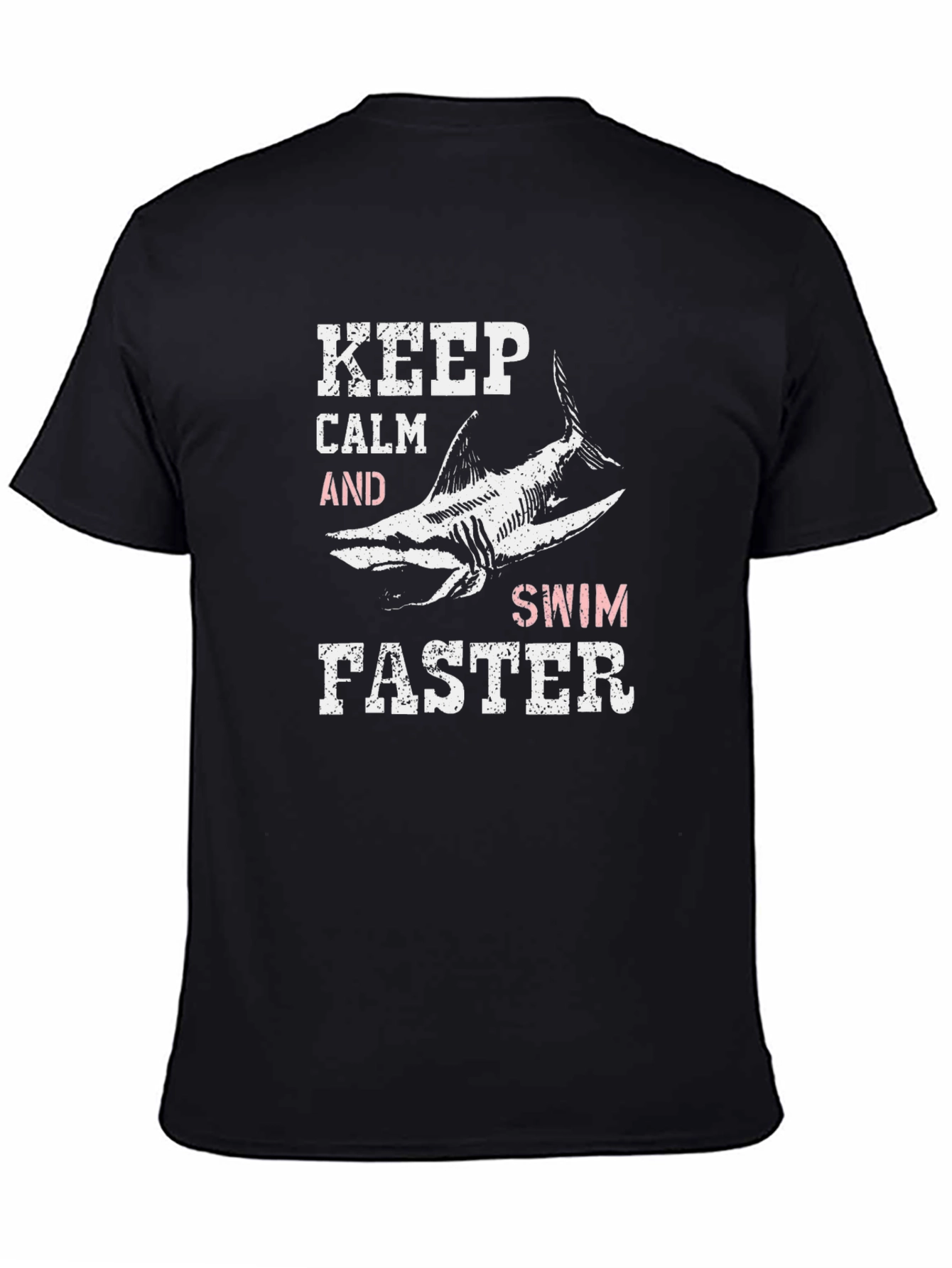Keep Calm Swim Faster Black Graphic Tee Shirt
