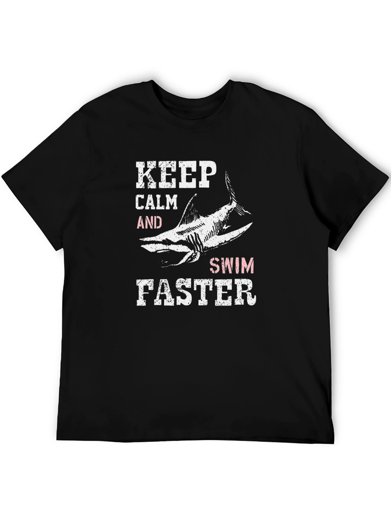 Keep Calm Swim Faster Black Graphic Tee Shirt