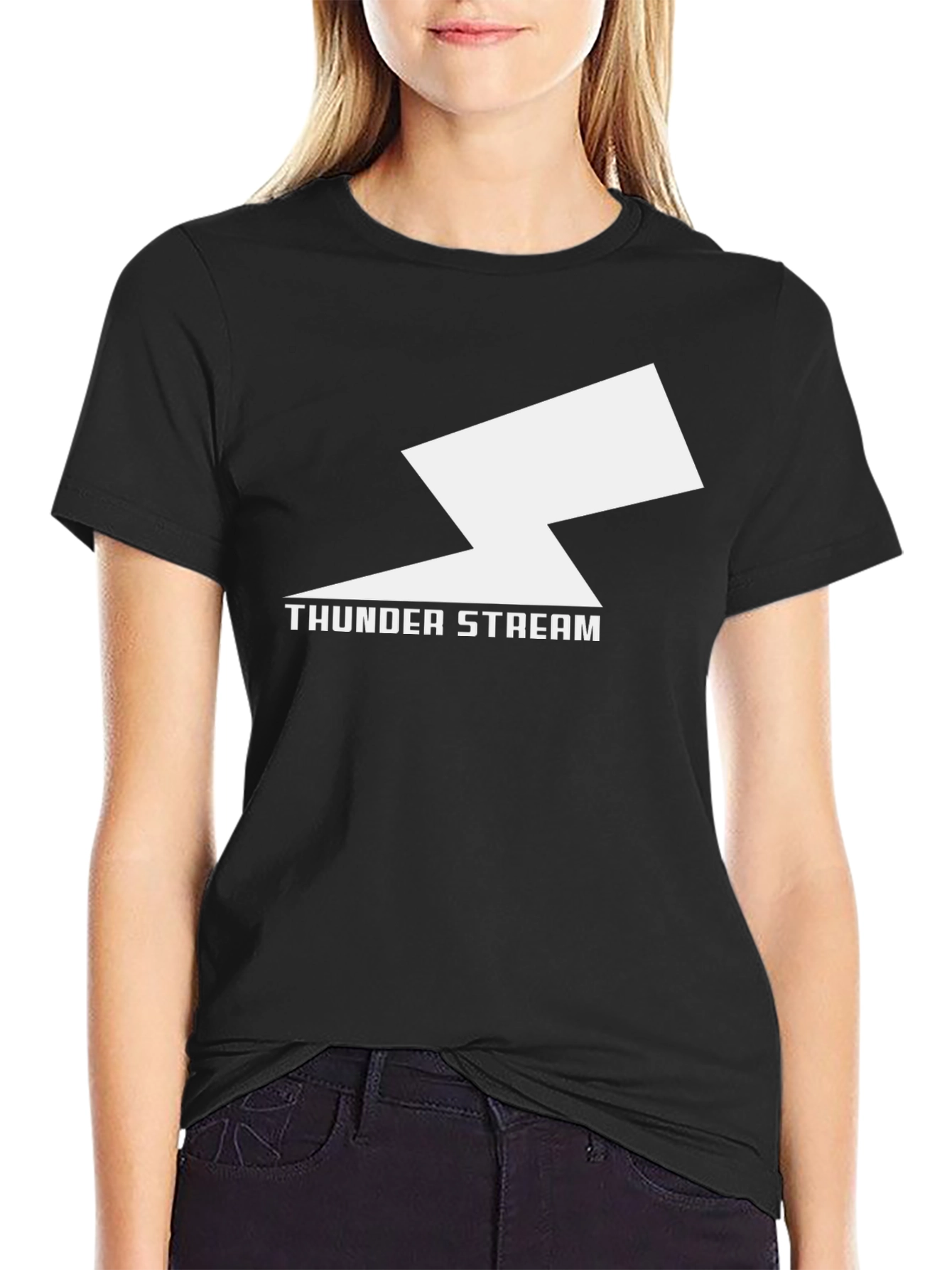 Thunder Stream Graphic Tee - Stylish Black Cotton T-Shirt