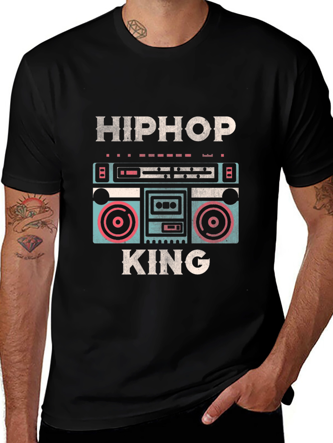 Hip Hop King Boombox T-Shirt - Retro Music Style
