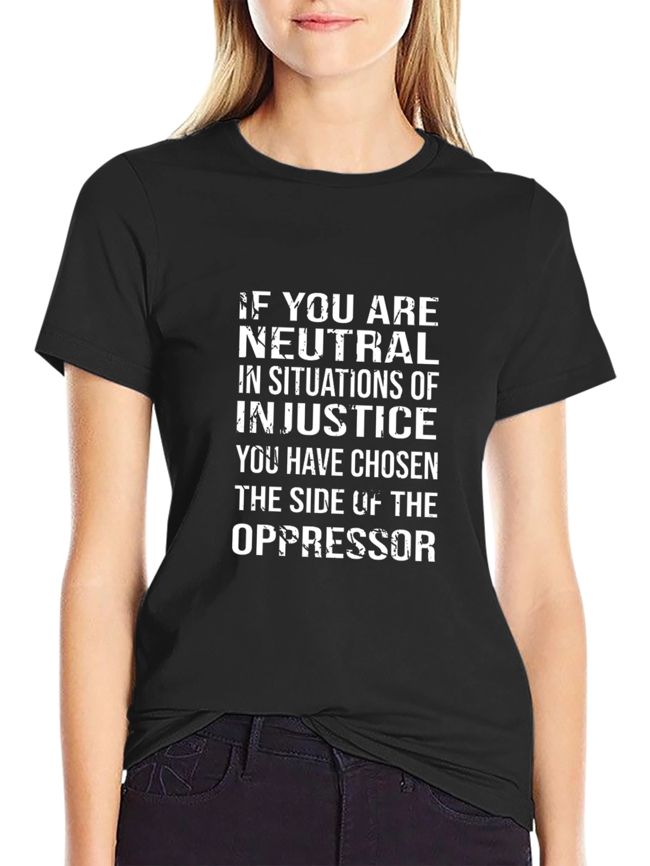 Neutral Injustice Statement Black T-Shirt