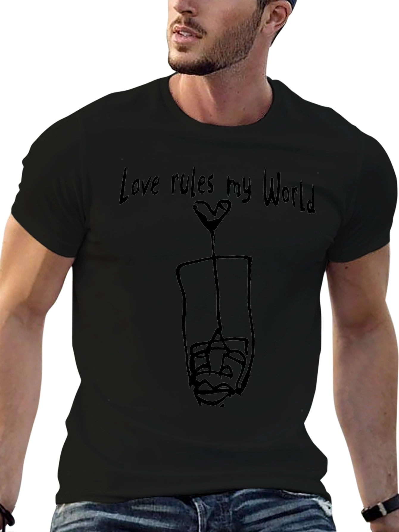 Love Rules My World Black T-Shirt