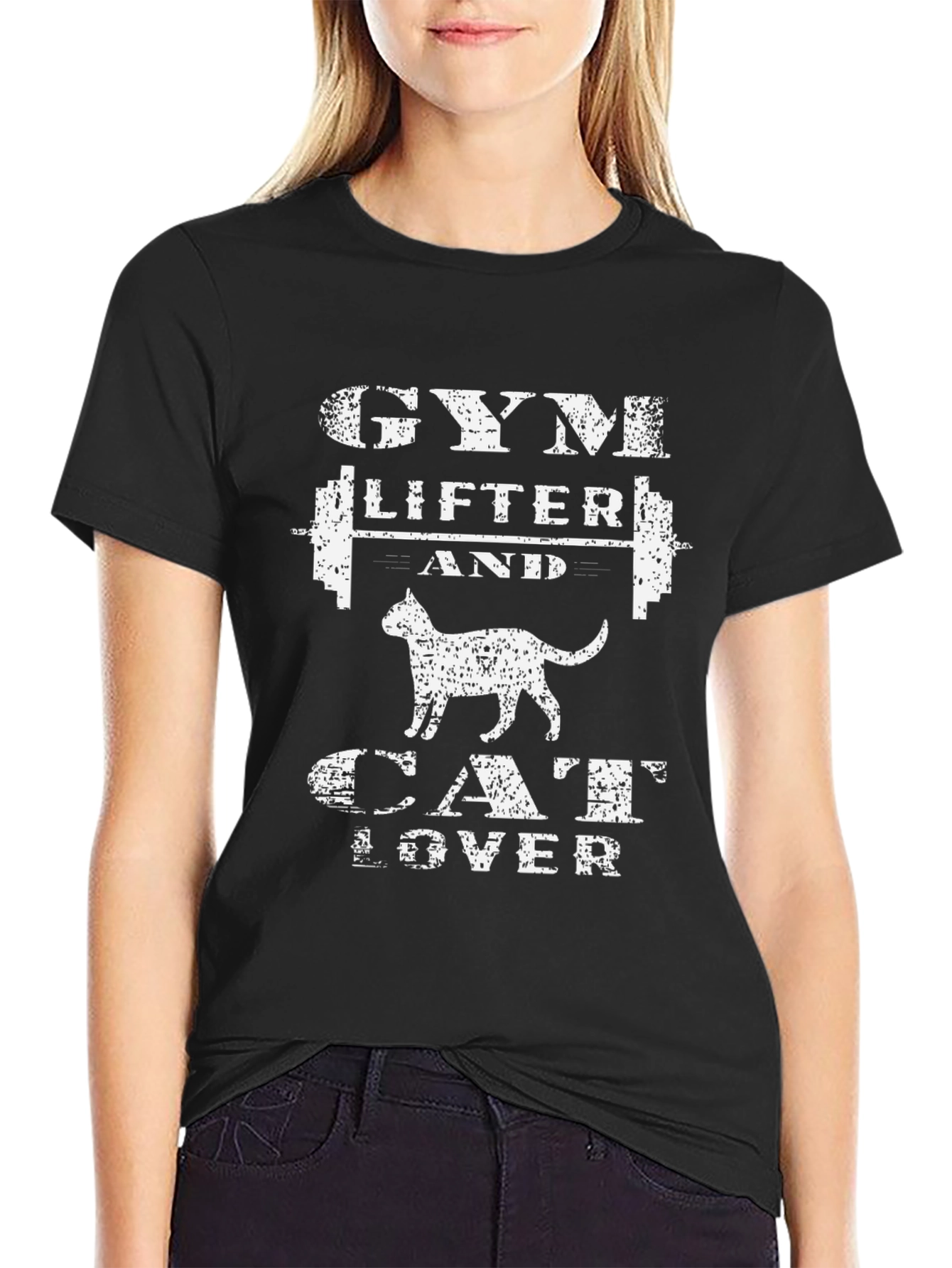 Gym Lifter and Cat Lover Graphic T-Shirt