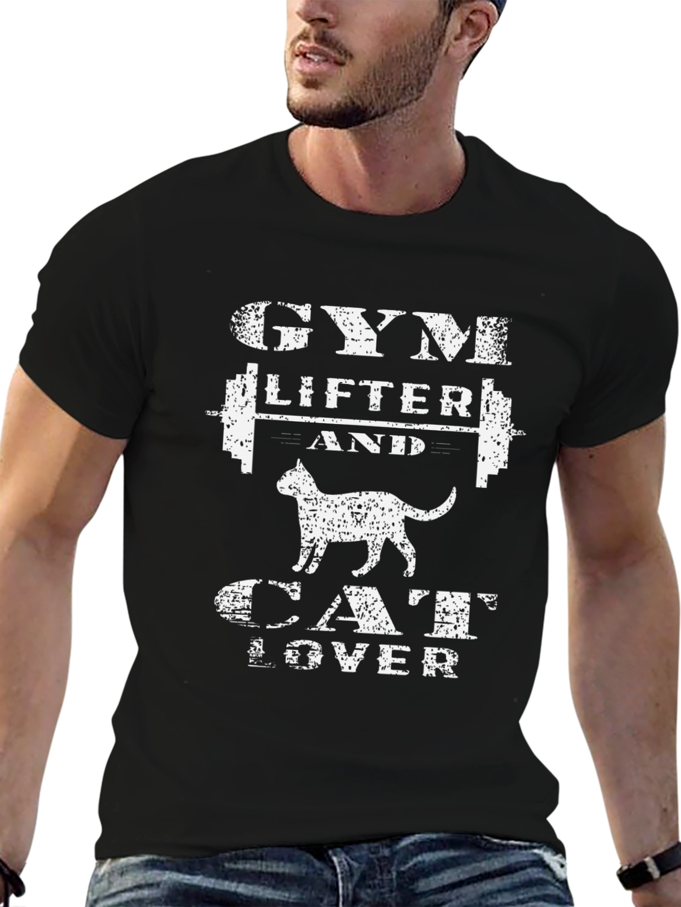 Gym Lifter and Cat Lover Graphic T-Shirt