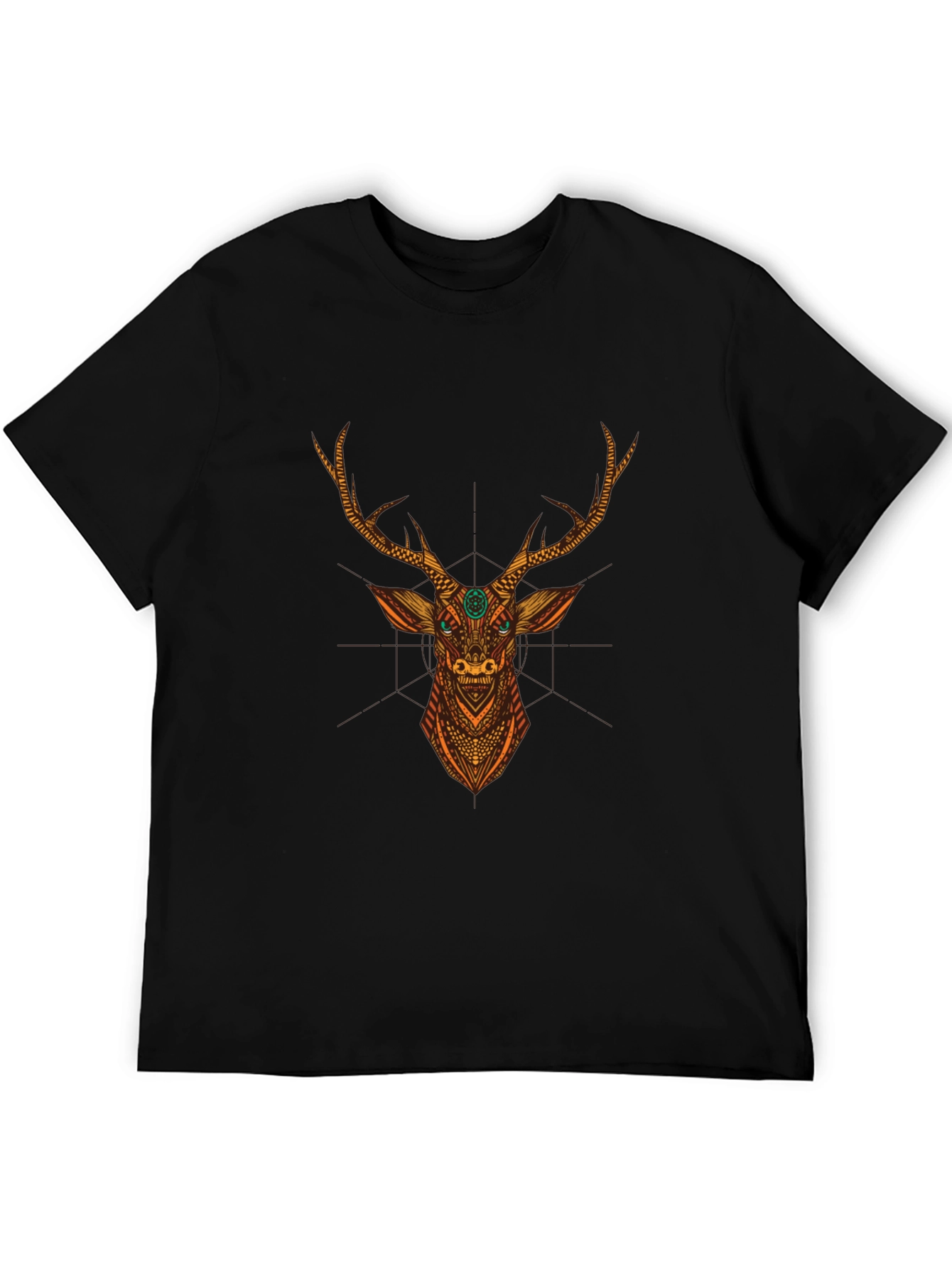 Deer Graphic Black Tee - Unique Artistic Design