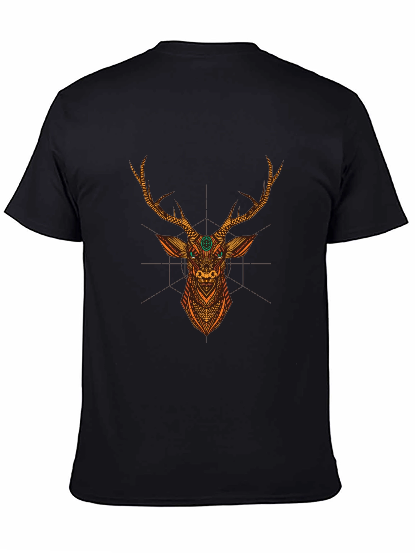 Deer Graphic Black Tee - Unique Artistic Design
