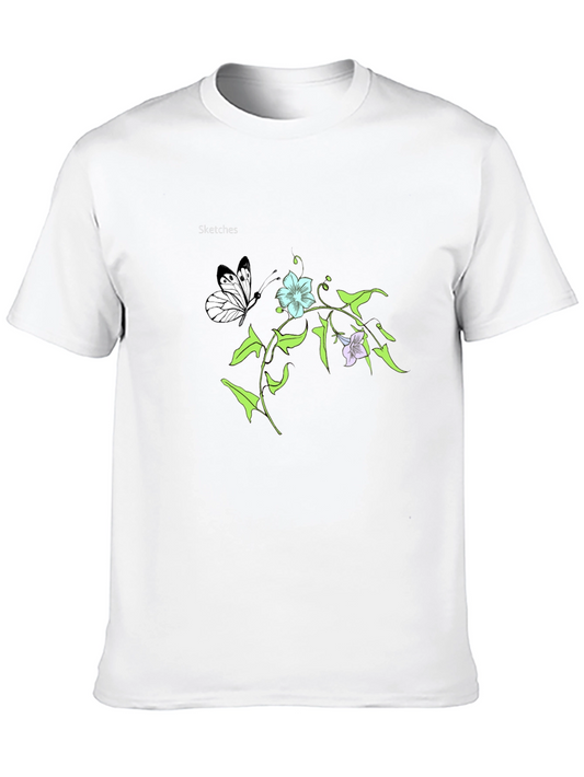 Floral Butterfly Black T-Shirt
