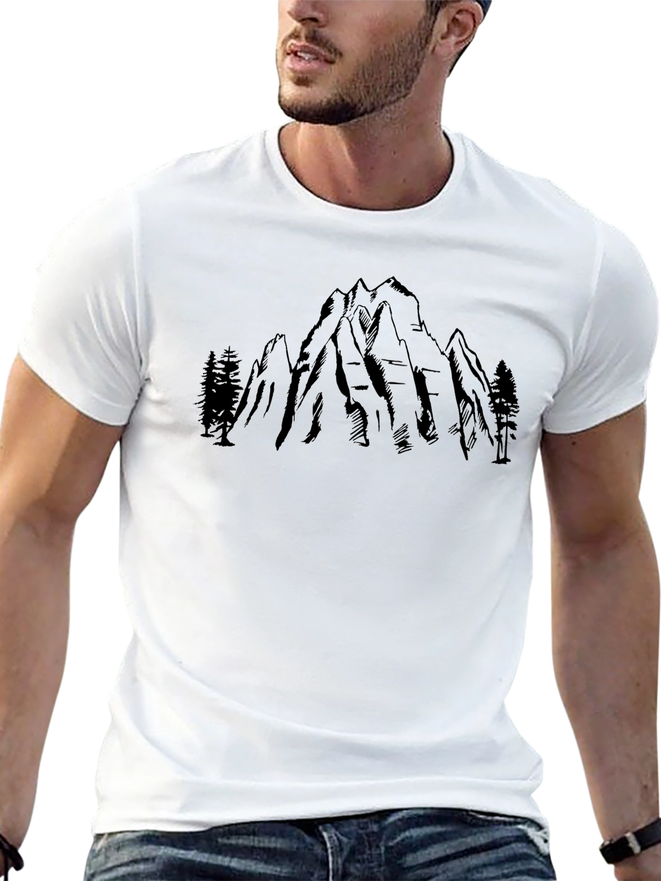 Mountains and Trees Graphic Tee - Black
