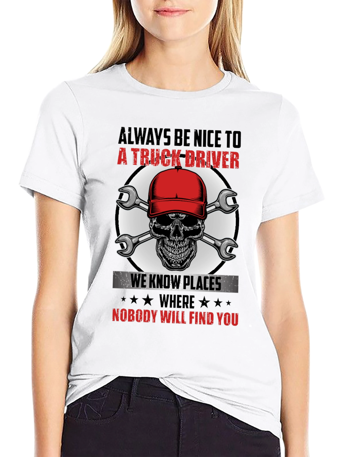 Truck Driver Skull Graphic Tee - Always Be Nice
