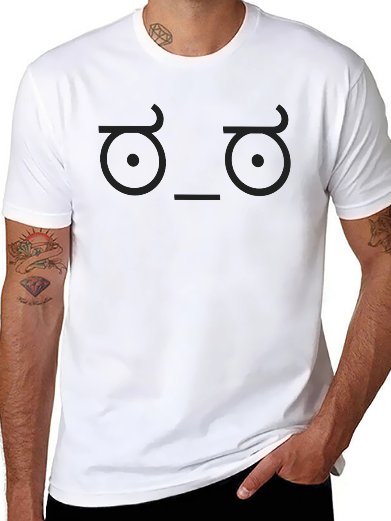 Black Doubtful Face Graphic Tee