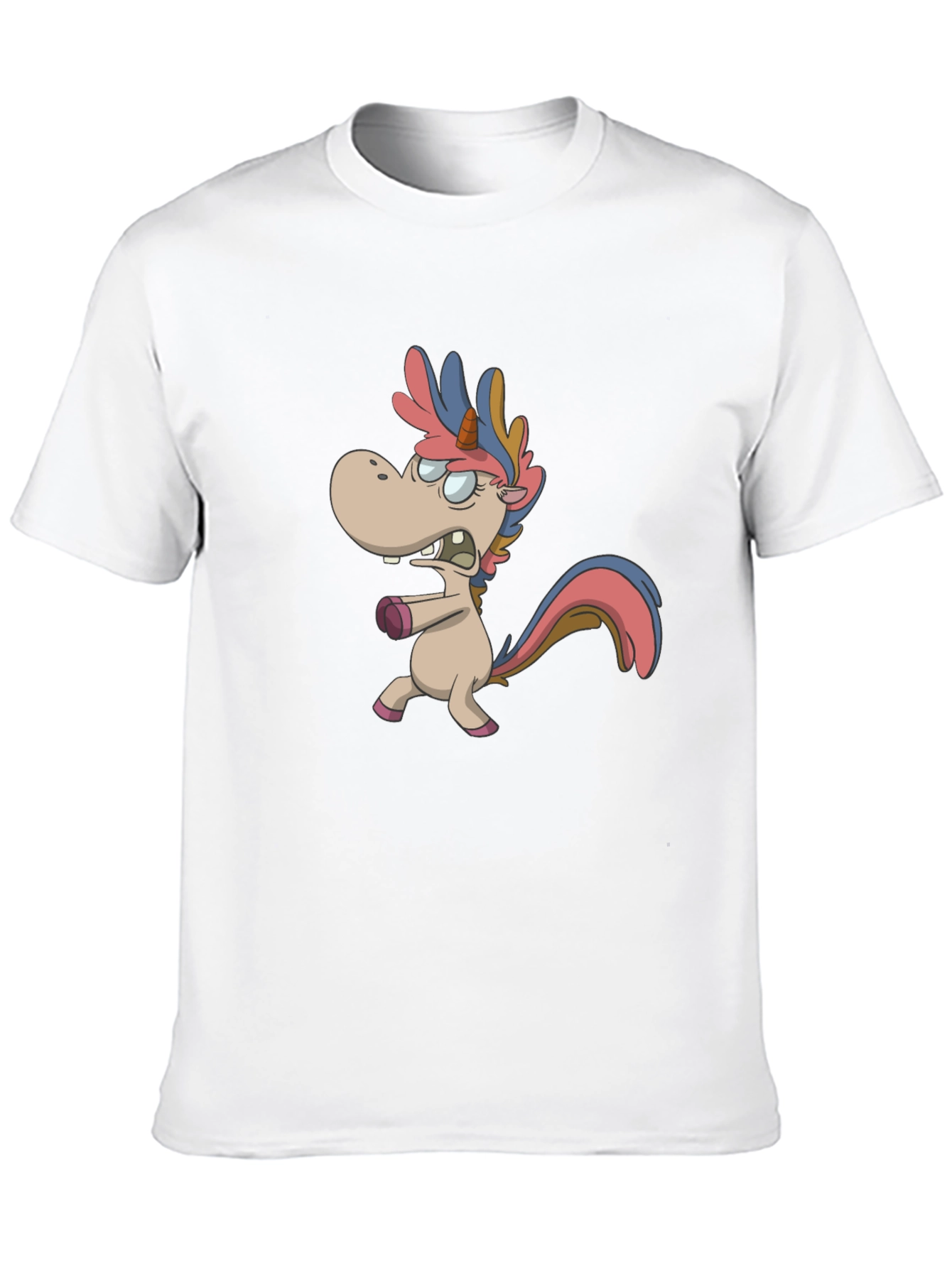 Cartoon Unicorn Graphic T-Shirt - Black