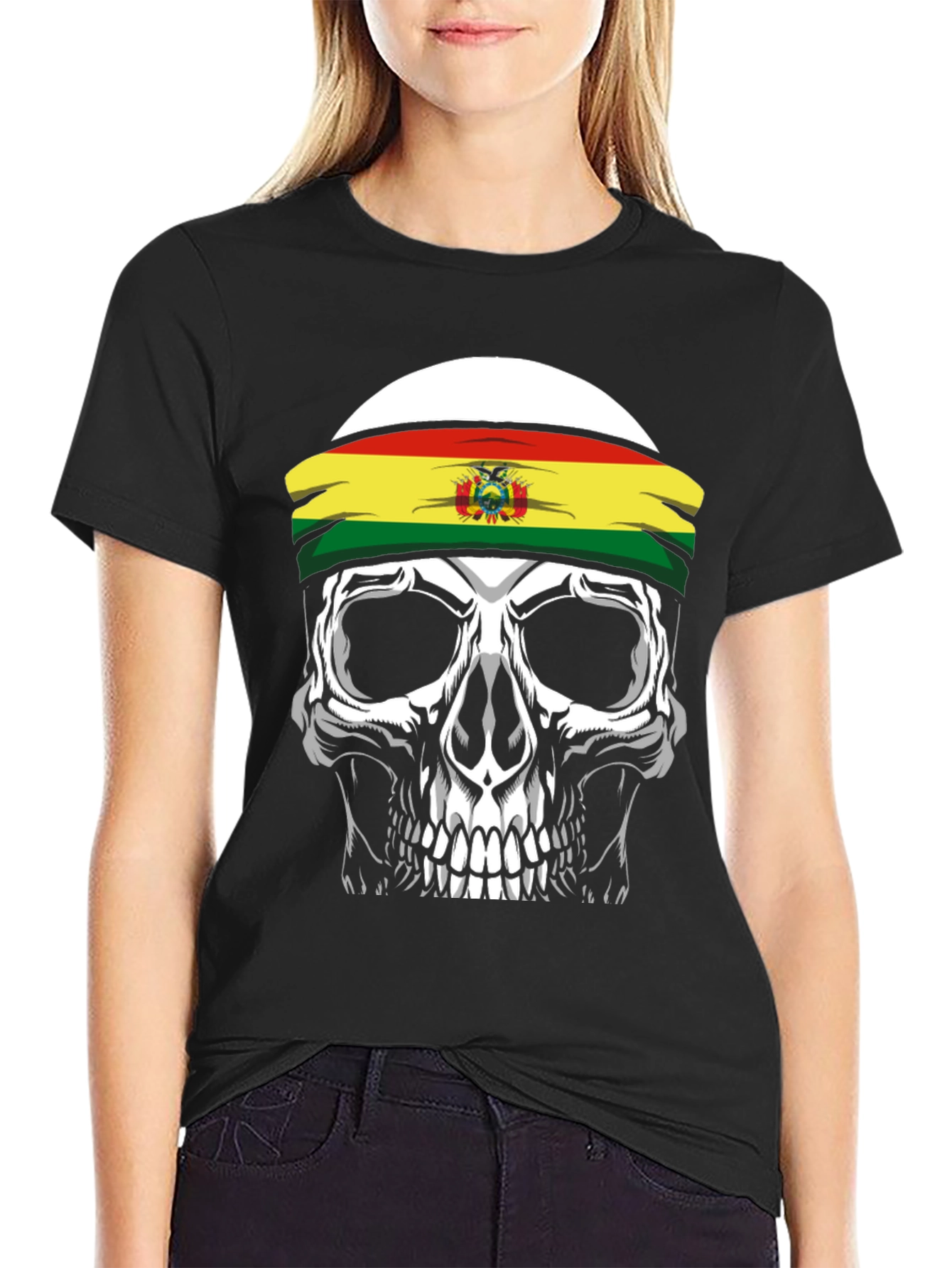 Skull T-Shirt with Bolivian Flag Headband