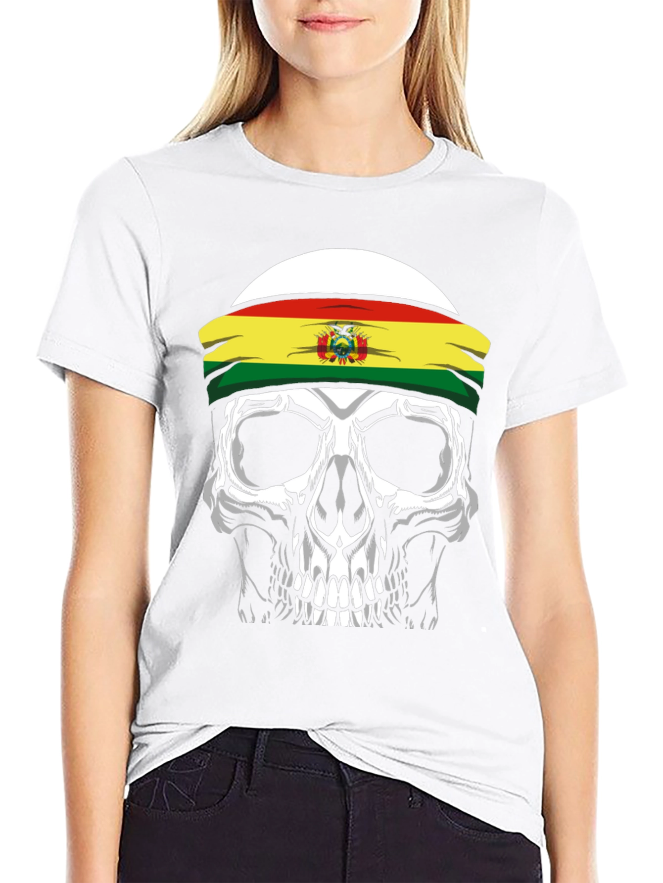 Skull T-Shirt with Bolivian Flag Headband