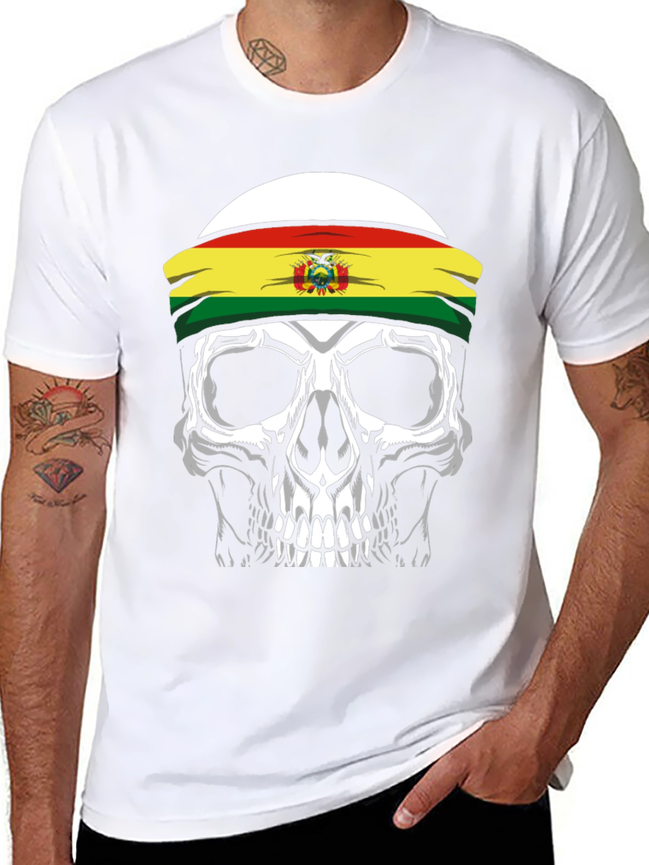 Skull T-Shirt with Bolivian Flag Headband