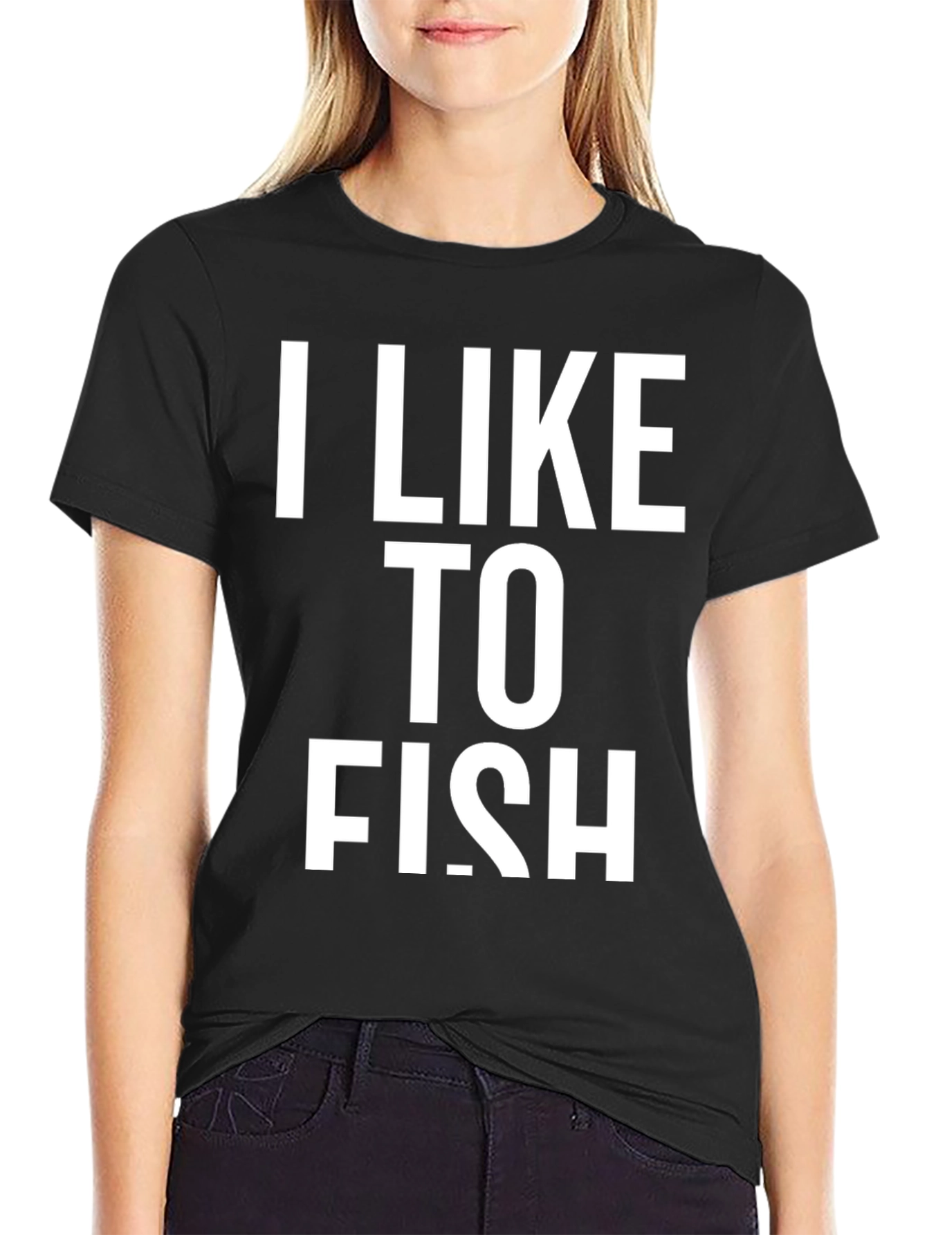 I Like To Fish T-Shirt - Black Cotton Tee