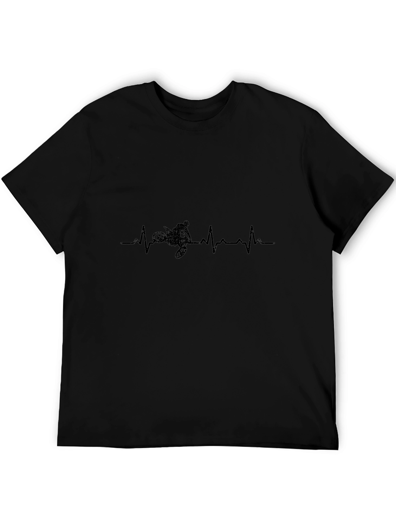 Black Motorcycle Heartbeat Graphic Tee