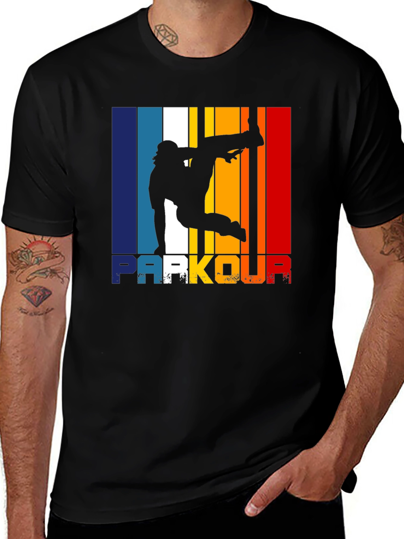 Parkour Silhouette Retro Style Graphic T-Shirt