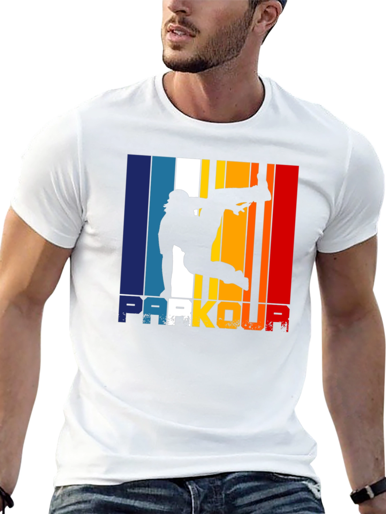 Parkour Silhouette Retro Style Graphic T-Shirt
