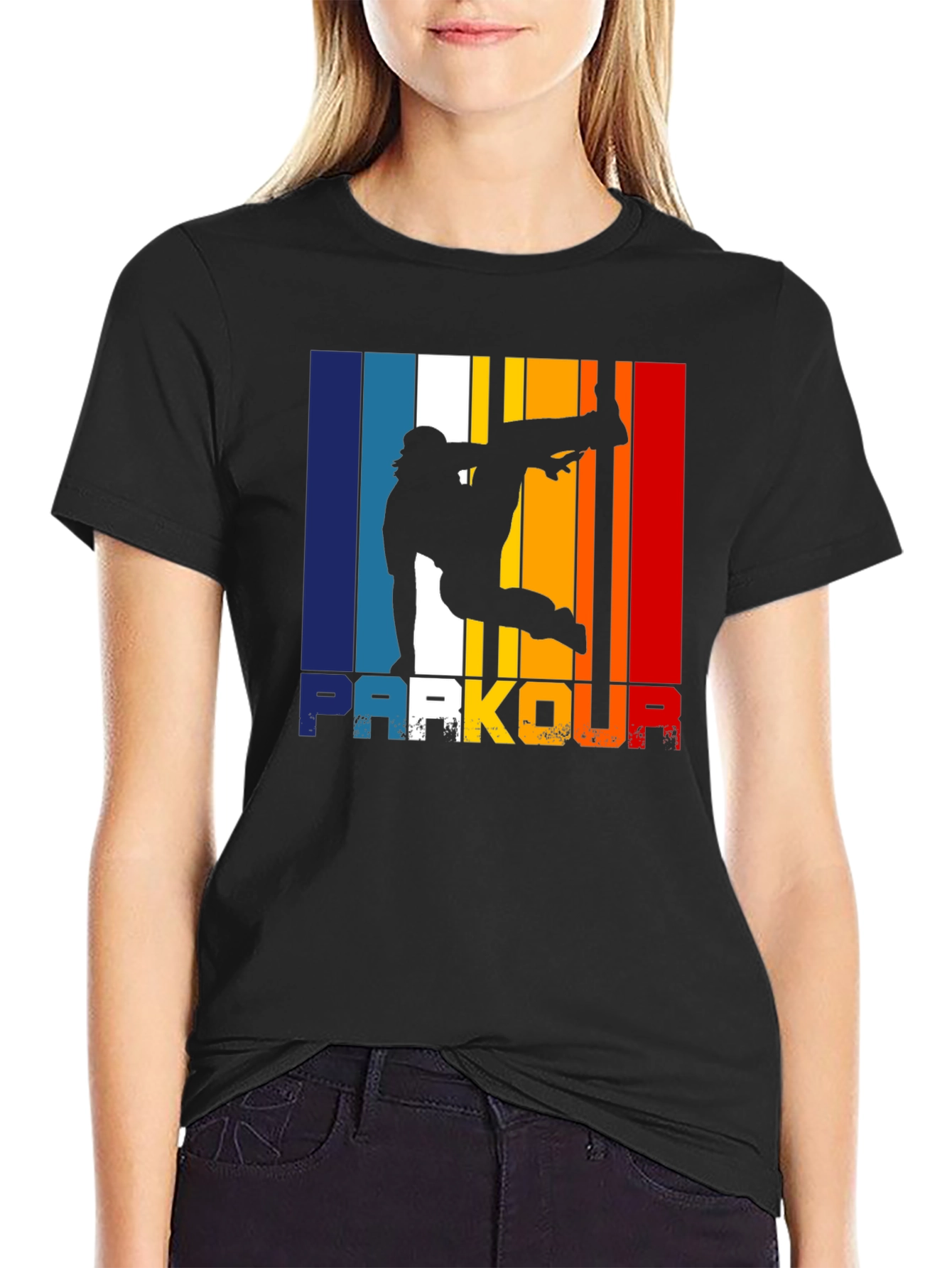 Parkour Silhouette Retro Style Graphic T-Shirt