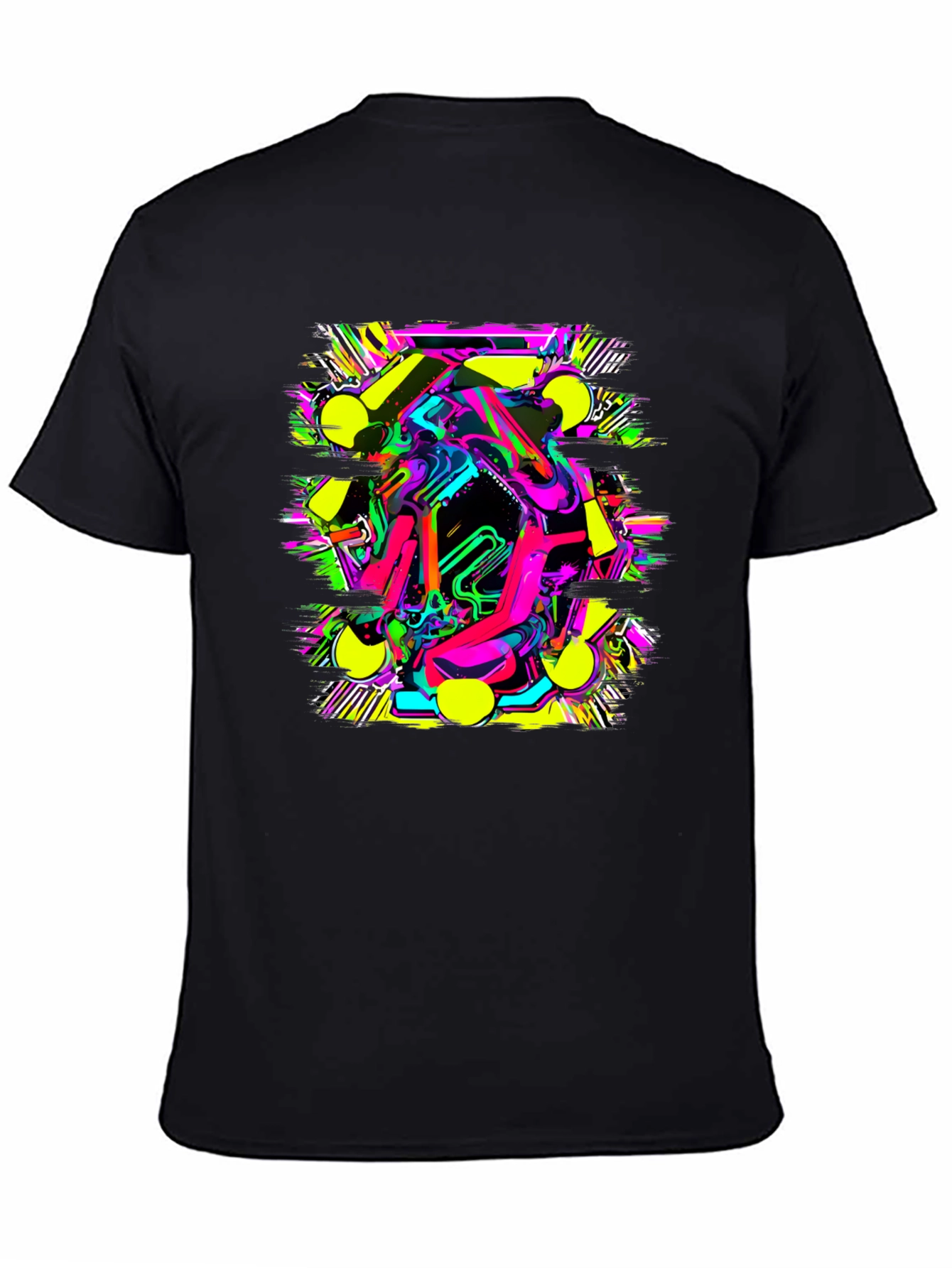 Bold Graphic Print Tee - Abstract Neon Design