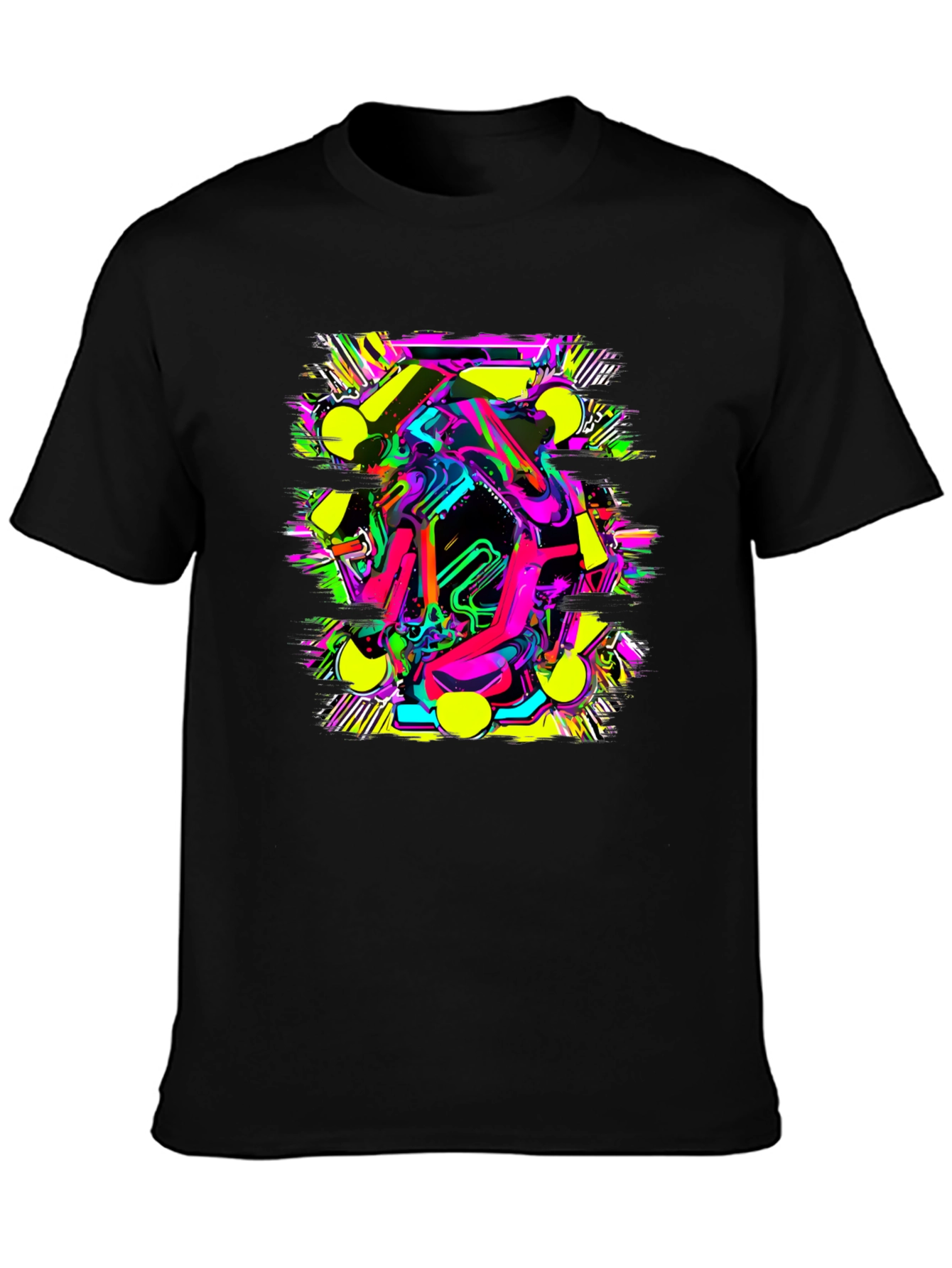 Bold Graphic Print Tee - Abstract Neon Design