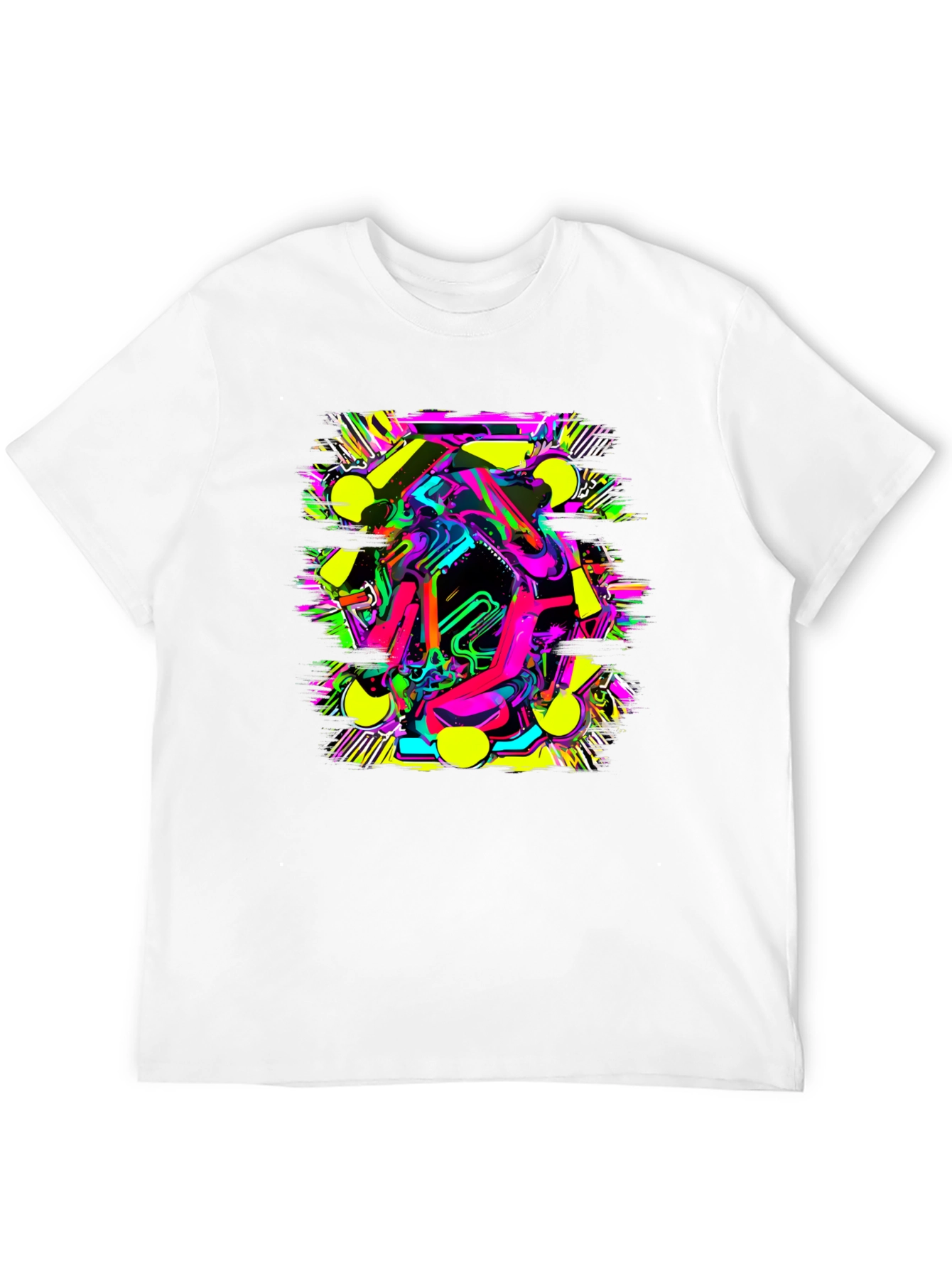 Bold Graphic Print Tee - Abstract Neon Design