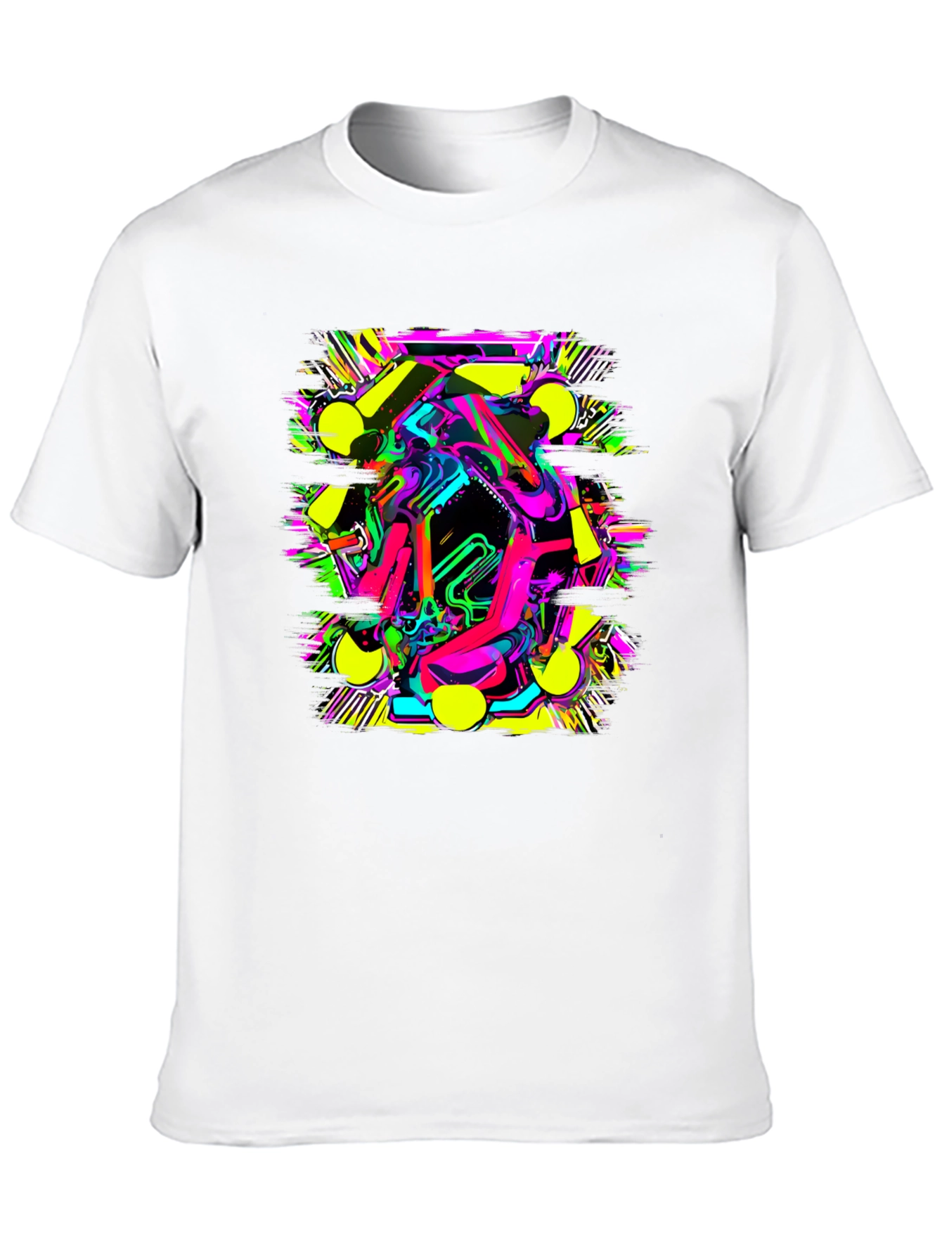 Bold Graphic Print Tee - Abstract Neon Design