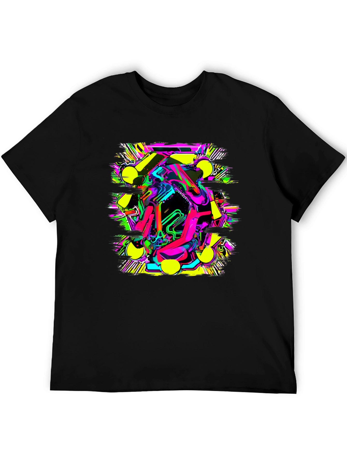 Bold Graphic Print Tee - Abstract Neon Design
