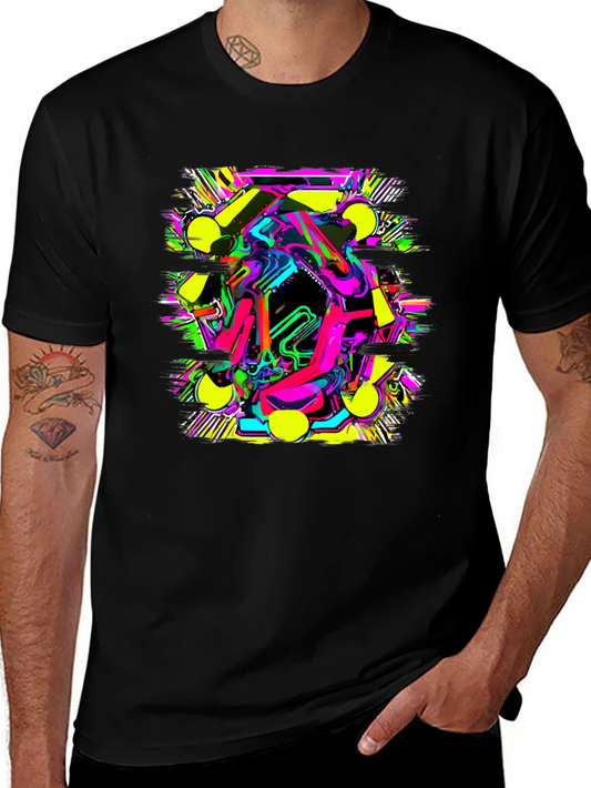 Bold Graphic Print Tee - Abstract Neon Design