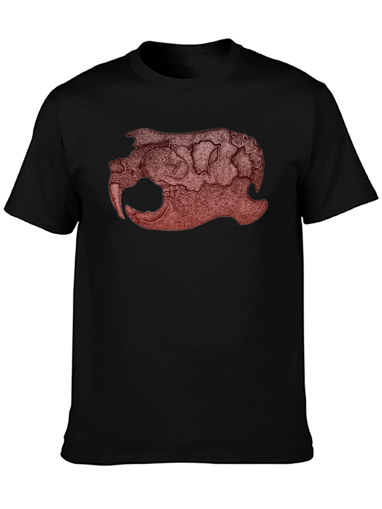 Graphic Beaver Skull Print Black T-Shirt
