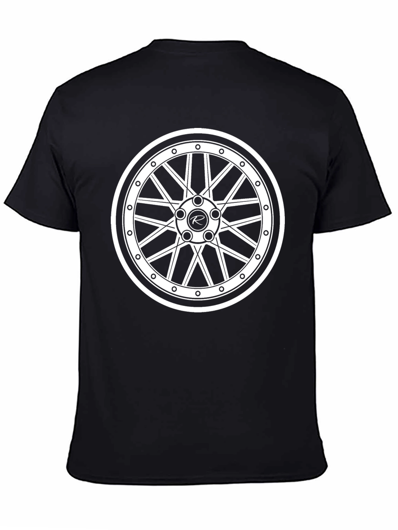 Sleek Black Car Wheel Graphic T-Shirt