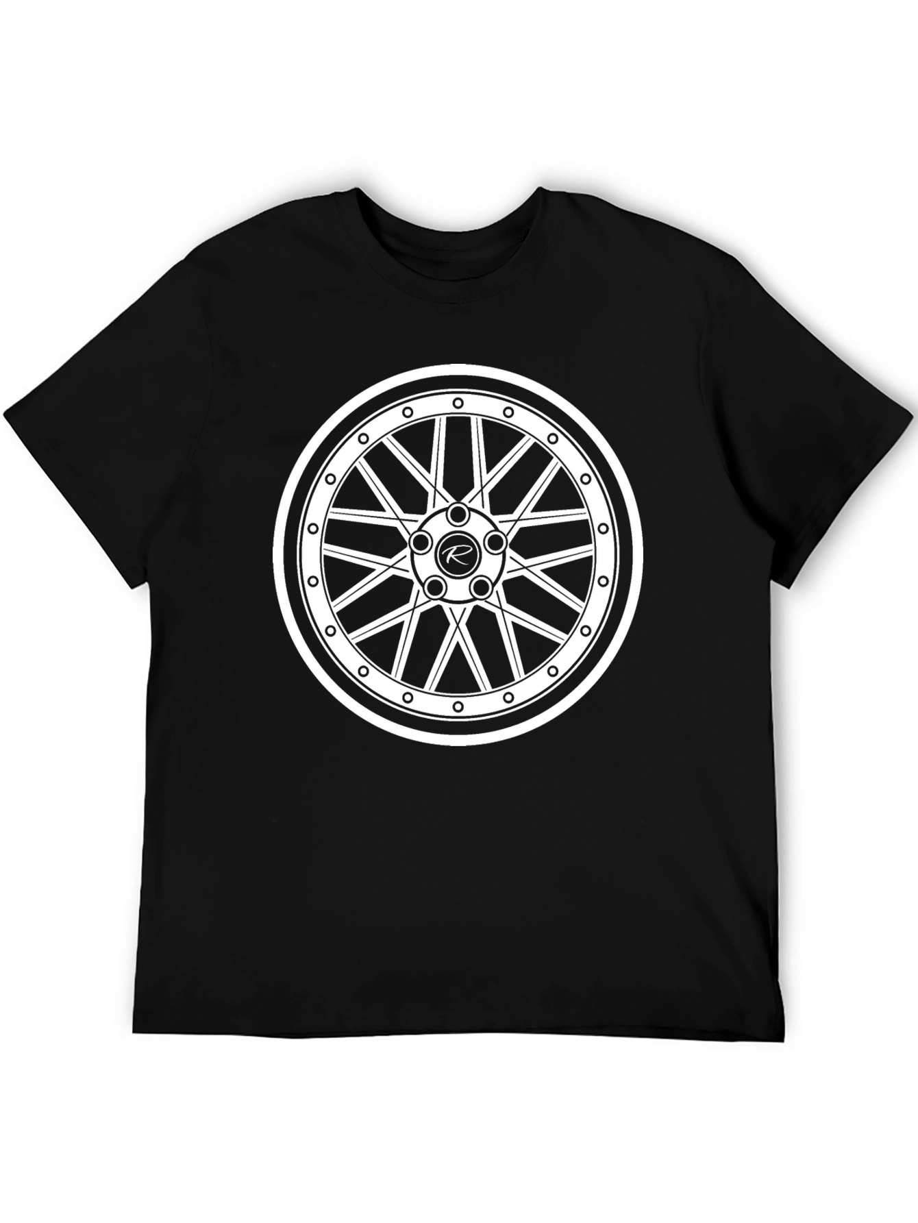 Sleek Black Car Wheel Graphic T-Shirt