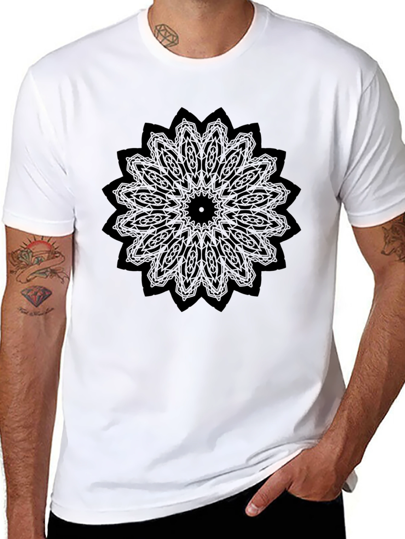 Black Mandala Graphic T-Shirt - Relaxed Fit