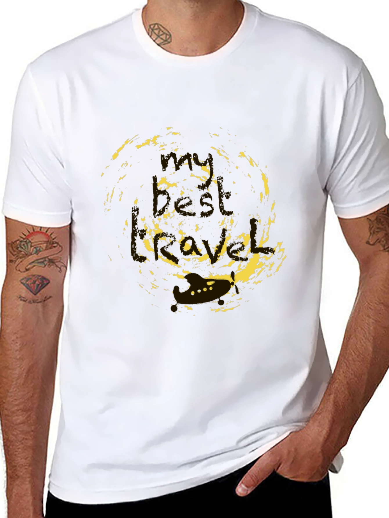 Abstract Print Mens Black T-Shirt