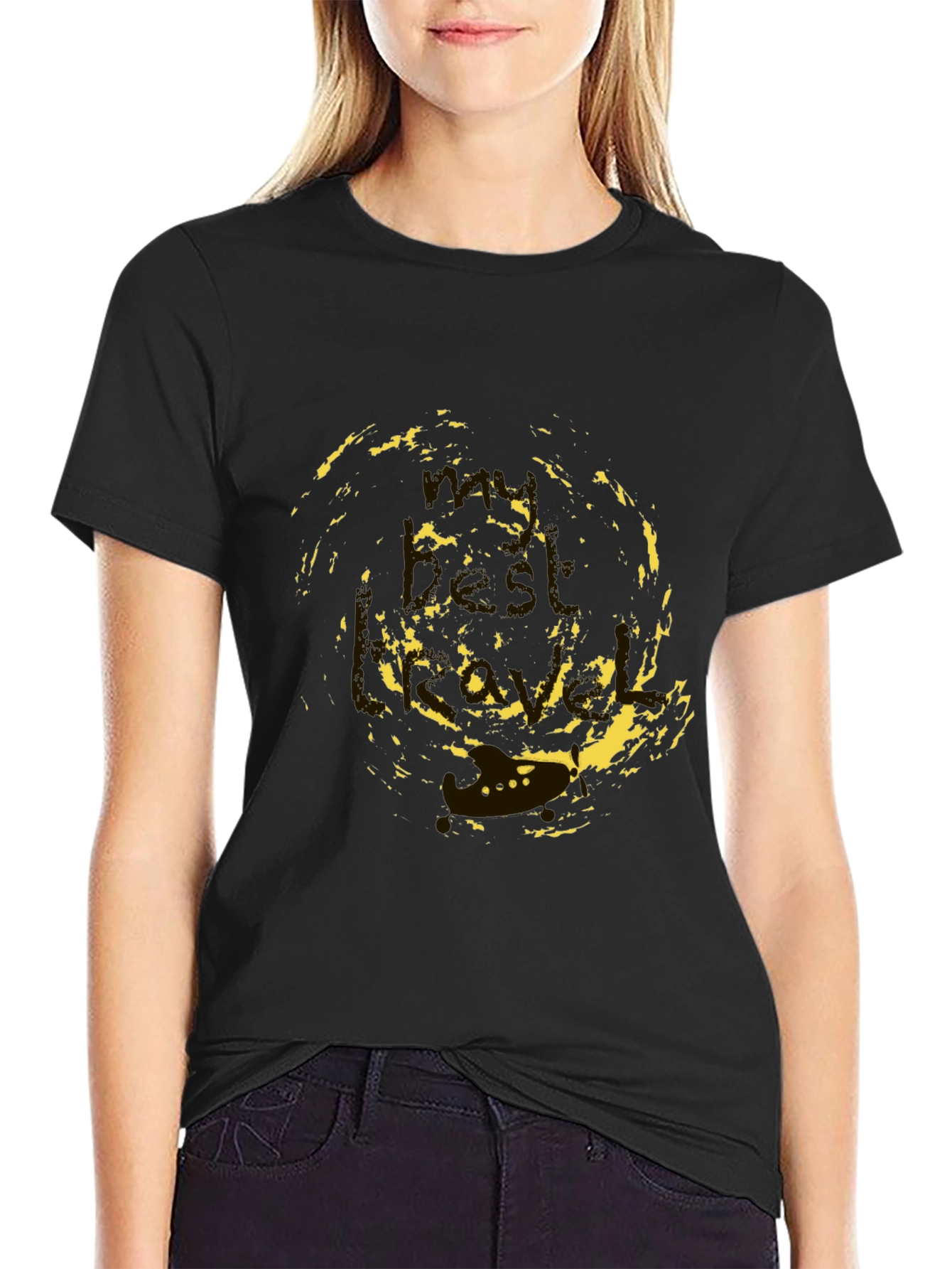 Abstract Print Mens Black T-Shirt
