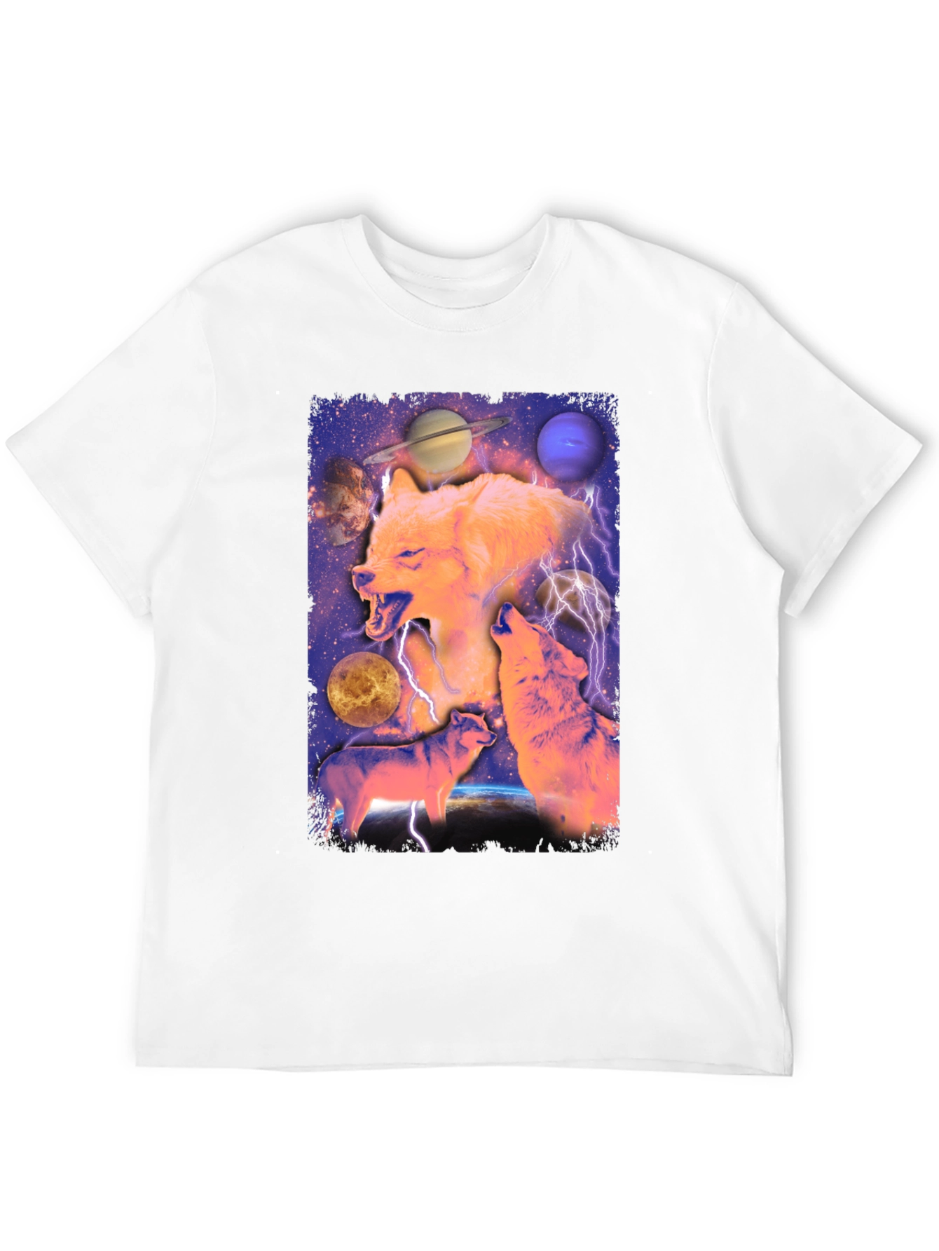 Wolf Galaxy Graphic Print Tee
