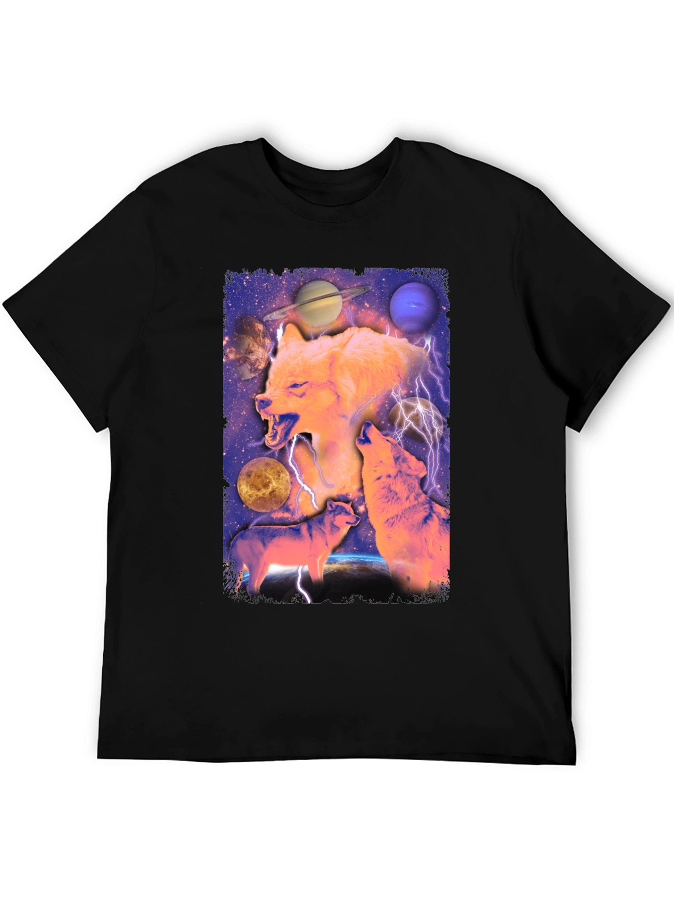 Wolf Galaxy Graphic Print Tee