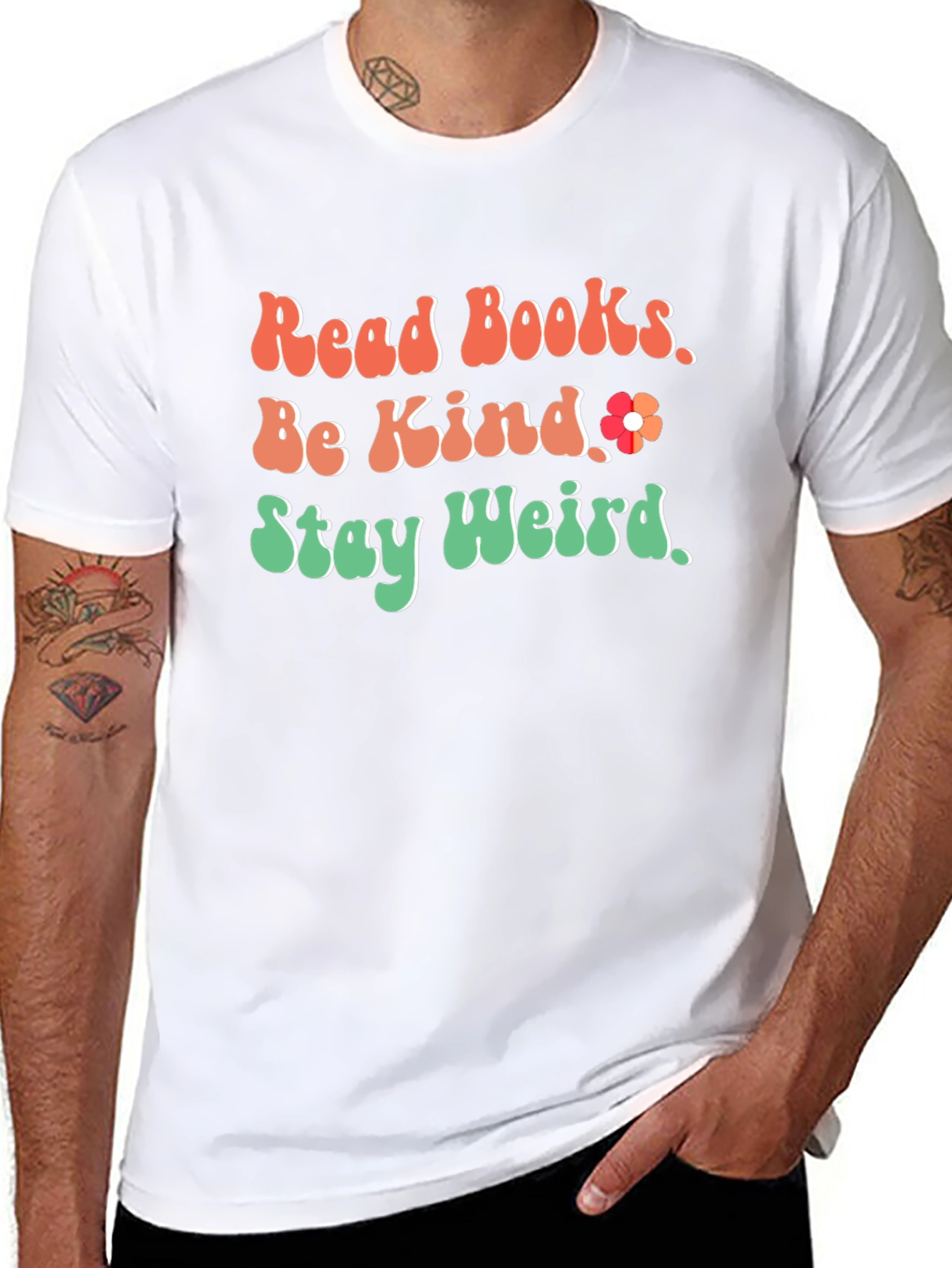 Read Books Be Kind Stay Weird Graphic T-Shirt