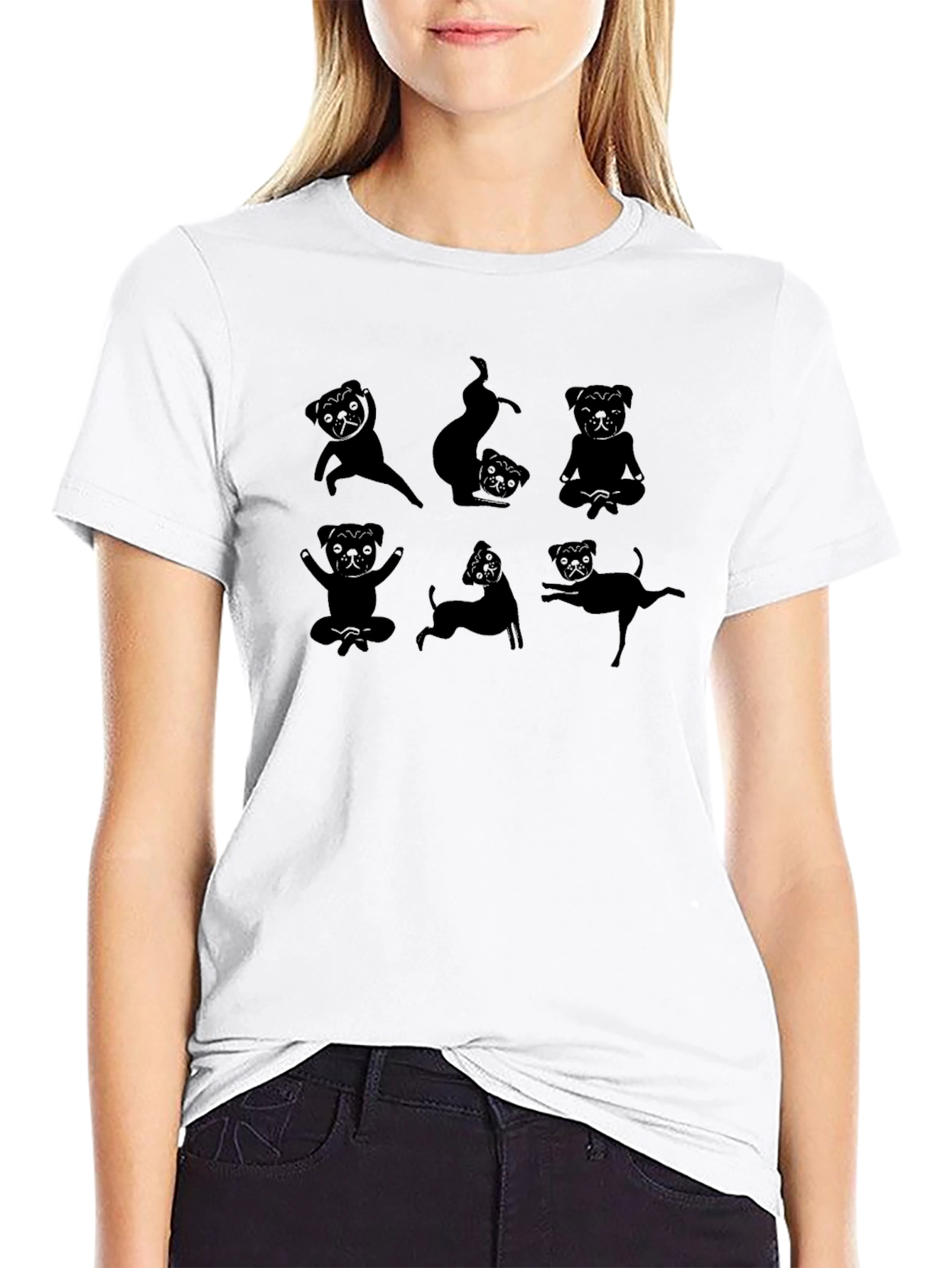 Yoga Pug Graphic Tee - Black