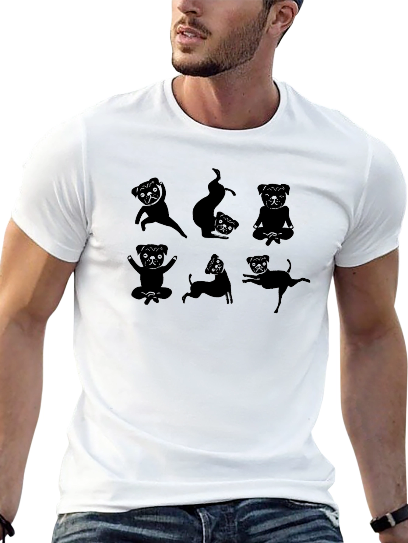 Yoga Pug Graphic Tee - Black