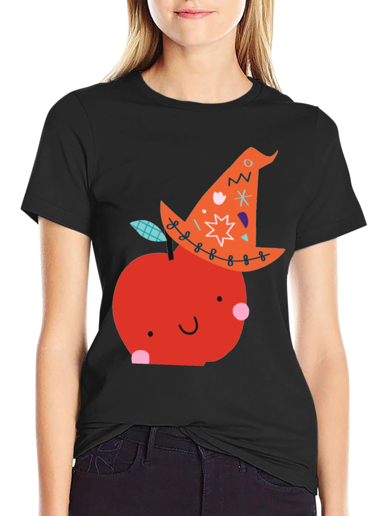 Whimsical Witch Apple Graphic Tee