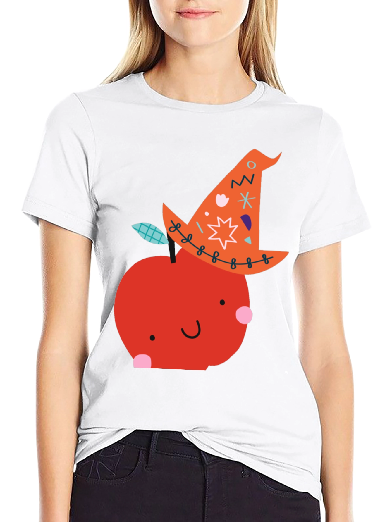 Whimsical Witch Apple Graphic Tee