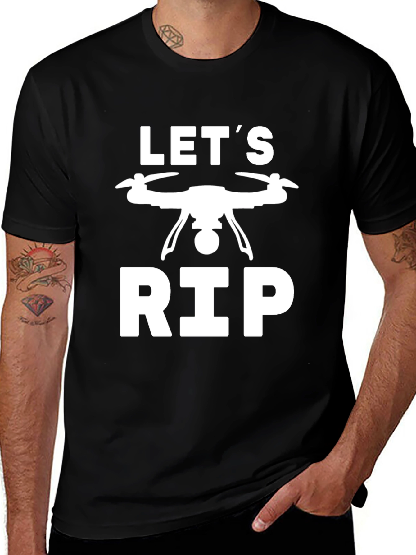 Lets Rip Drone T-Shirt - Black Cotton Tee
