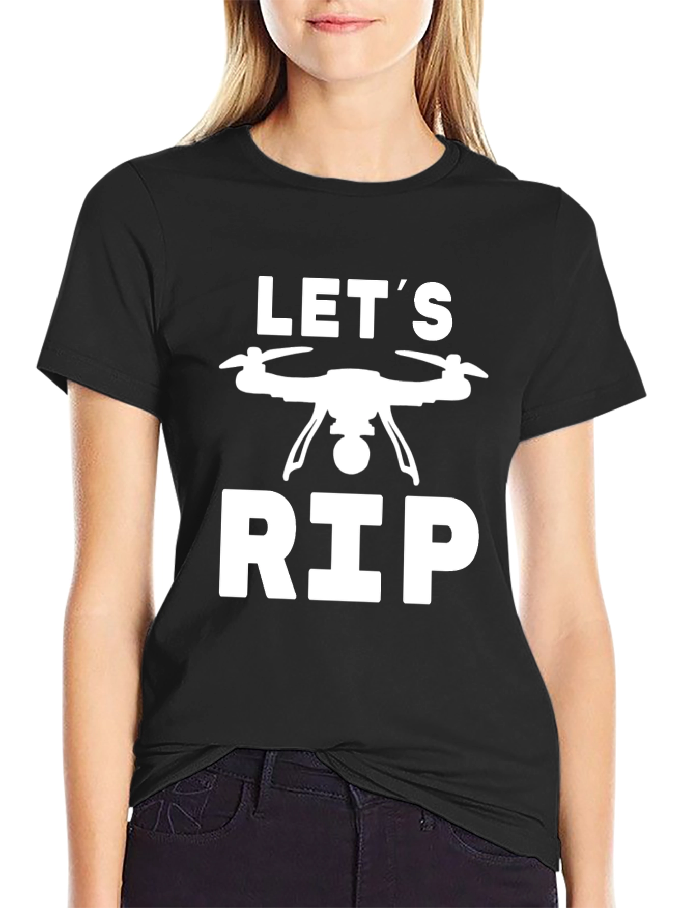 Lets Rip Drone T-Shirt - Black Cotton Tee