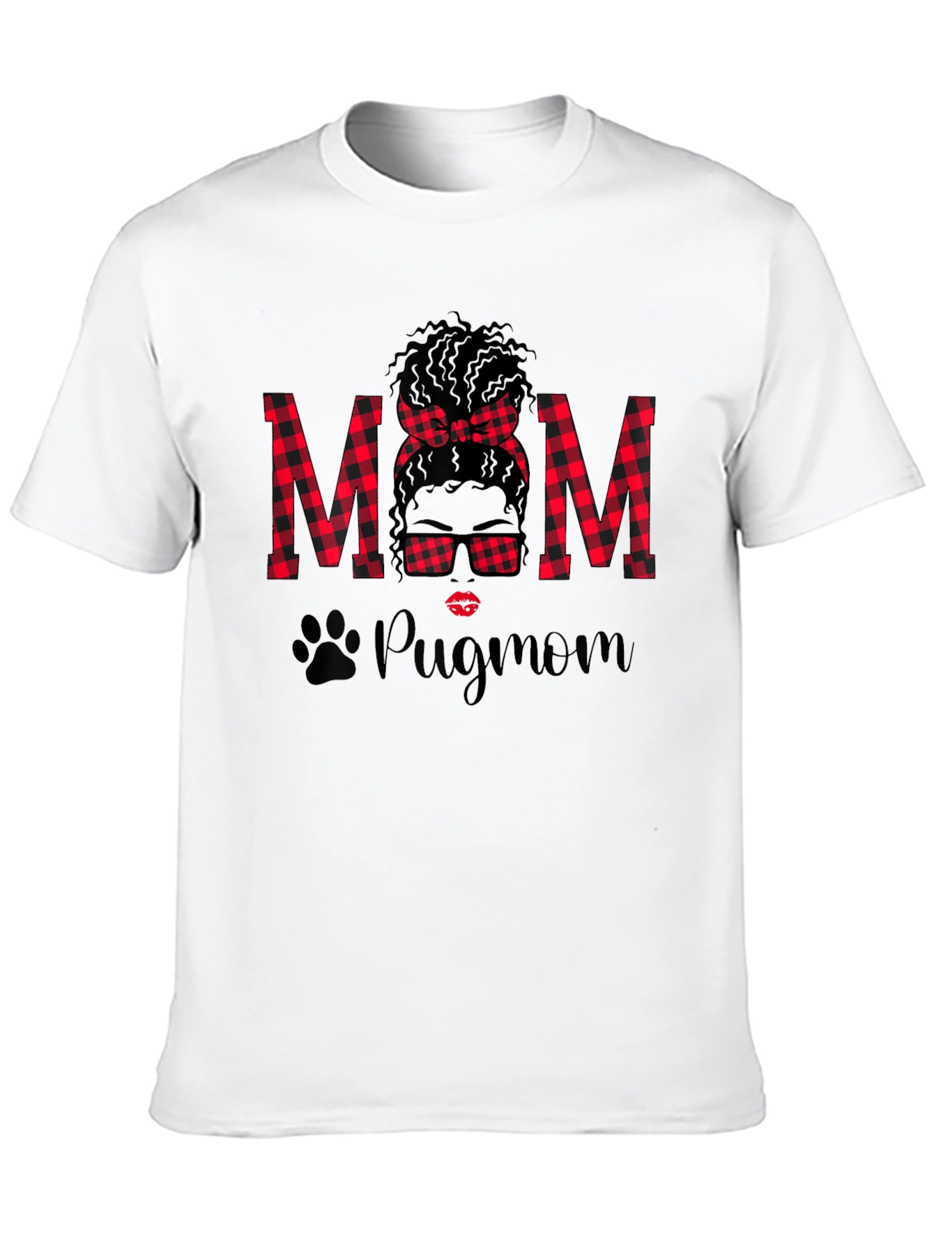 Pug Mom Buffalo Plaid Graphic Tee