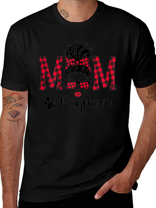 Pug Mom Buffalo Plaid Graphic Tee