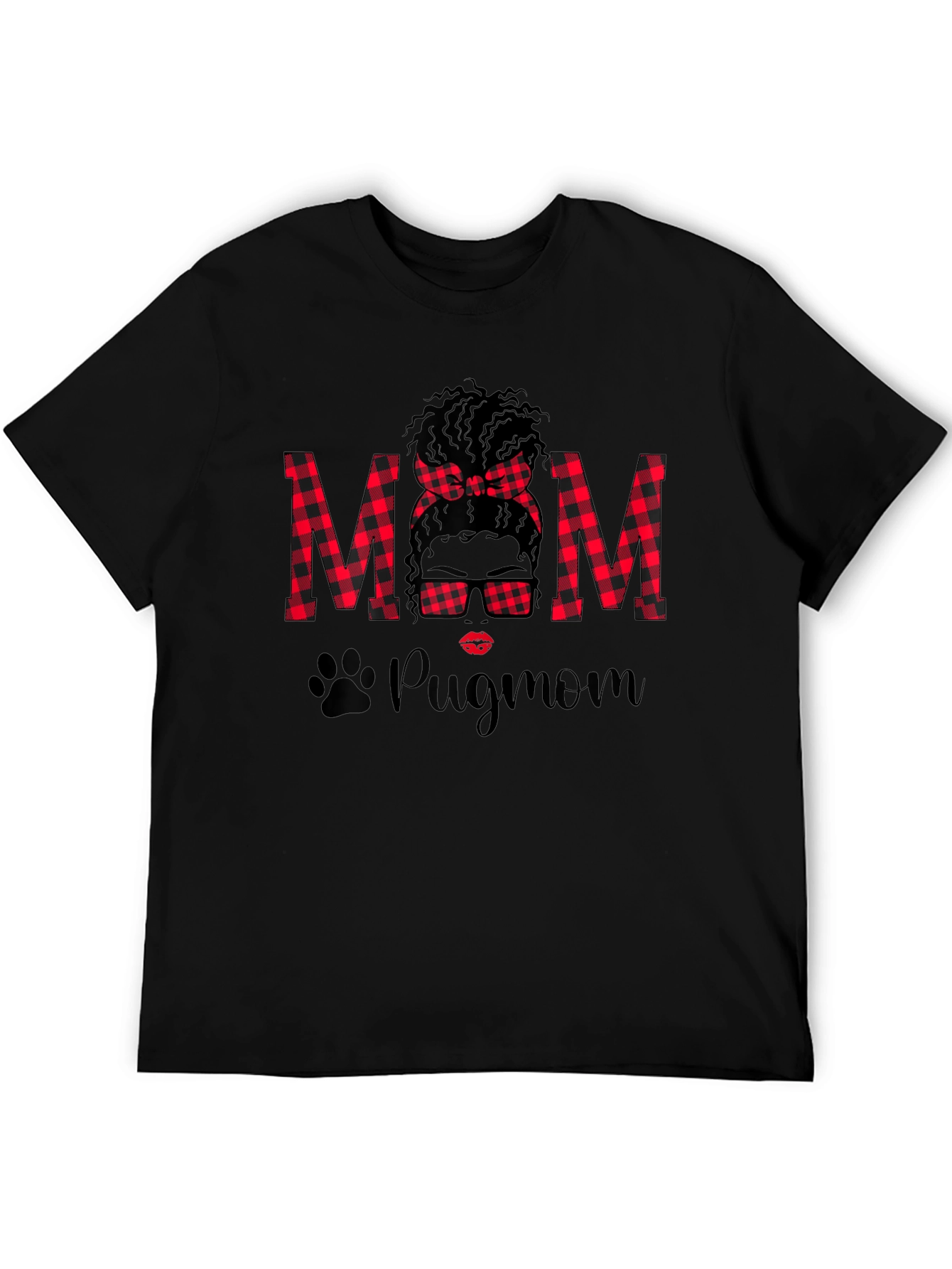 Pug Mom Buffalo Plaid Graphic Tee