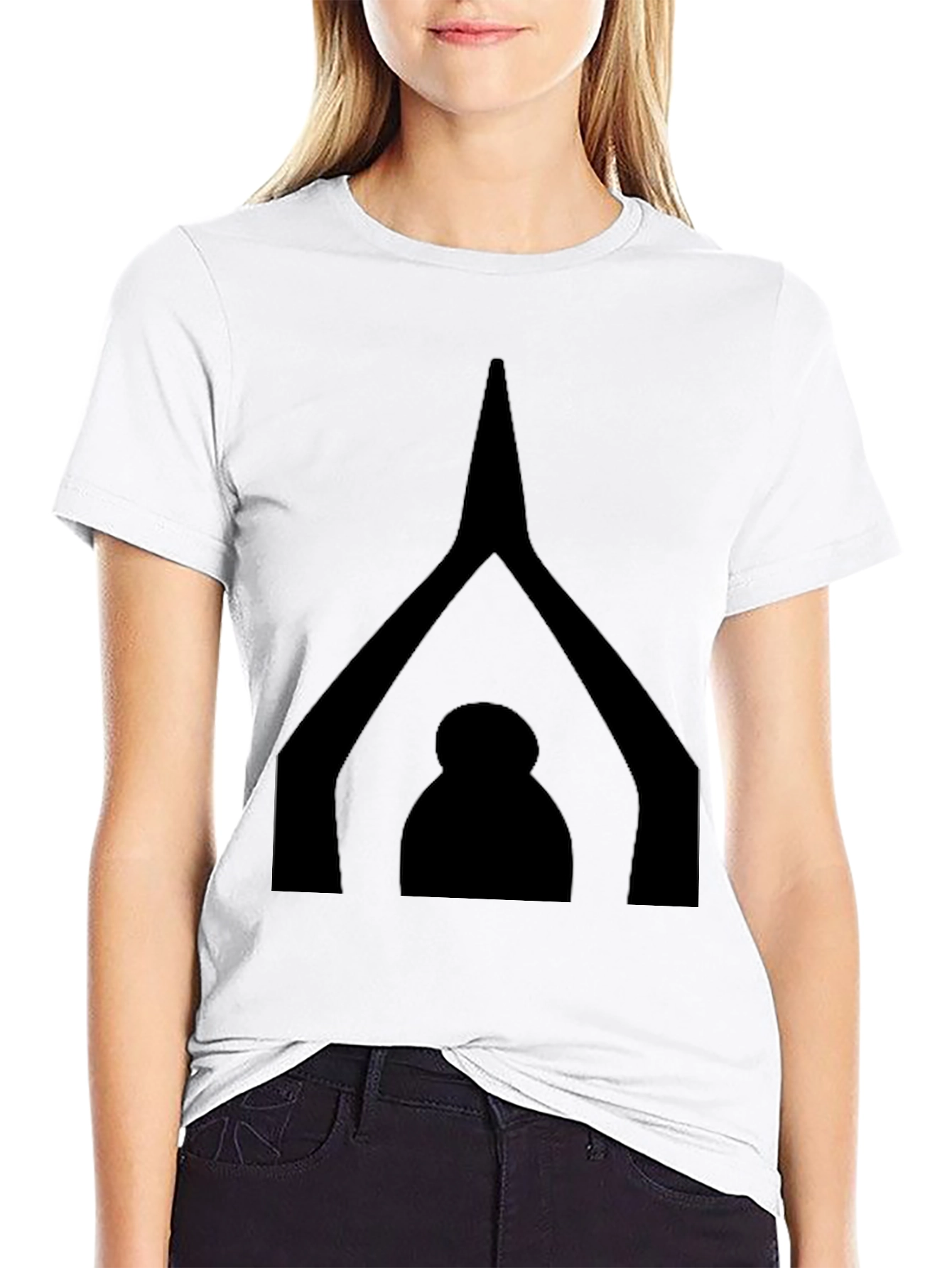 Modern Geometric Graphic Tee - Black